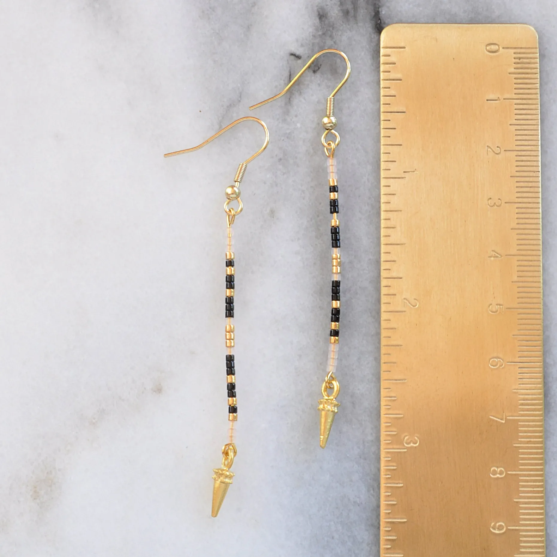 Long Beaded Stick Earrings