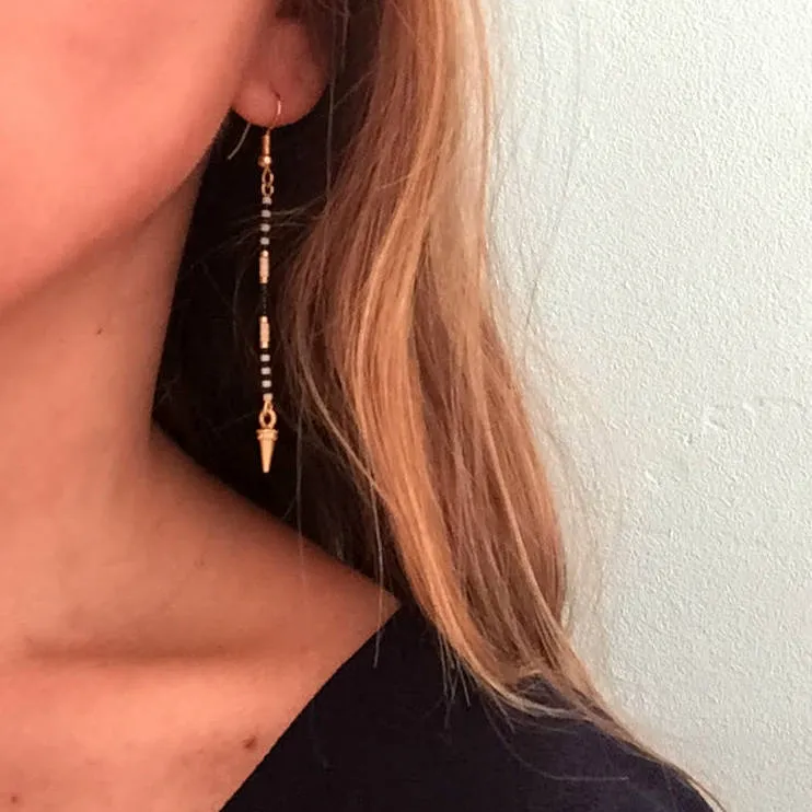 Long Beaded Stick Earrings