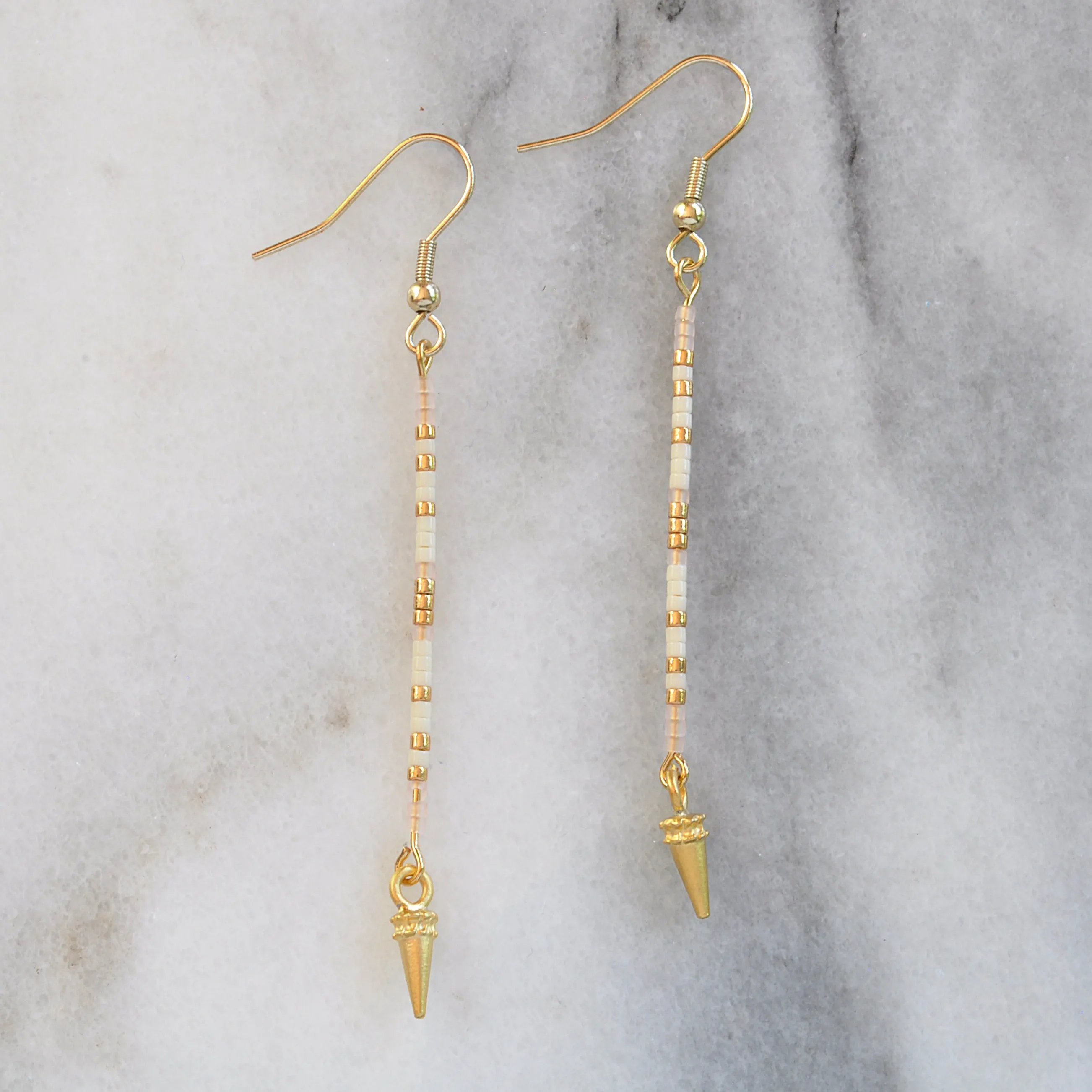 Long Beaded Stick Earrings