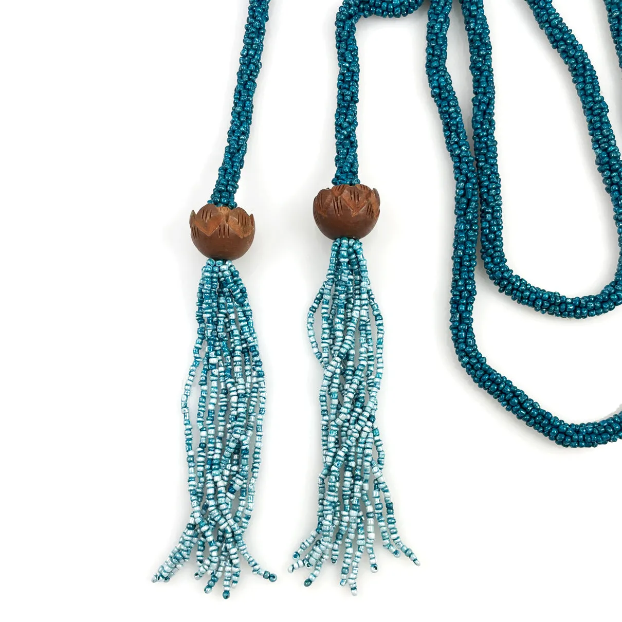 Lucky Brand Teal Glass Beaded Lariat Necklace