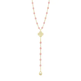 Lucky Classic Gigi Blush diamond rosary, Yellow Gold, 17.7"