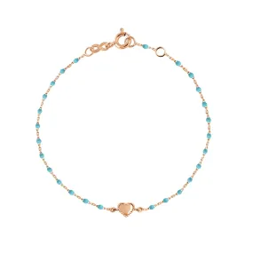 Lucky Heart Mini Gigi Turquoise bracelet, Rose Gold, 6.7"