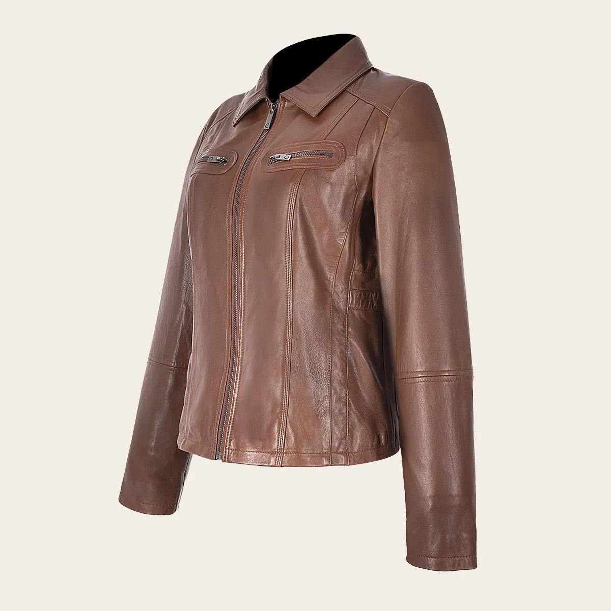 MCMP004 - Cuadra brown dress casual fashion sheepskin leather jacket for women