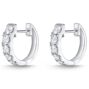 Memoire 18k White Gold Small Graduated Diamond Hoop Earrings