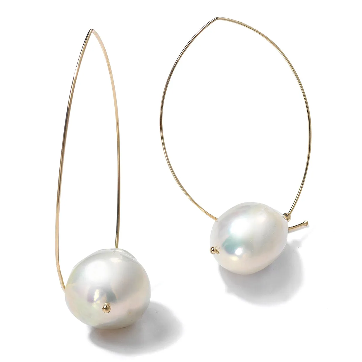 Mizuki Sea of Beauty Floating Pearl Open Marquise Earrings