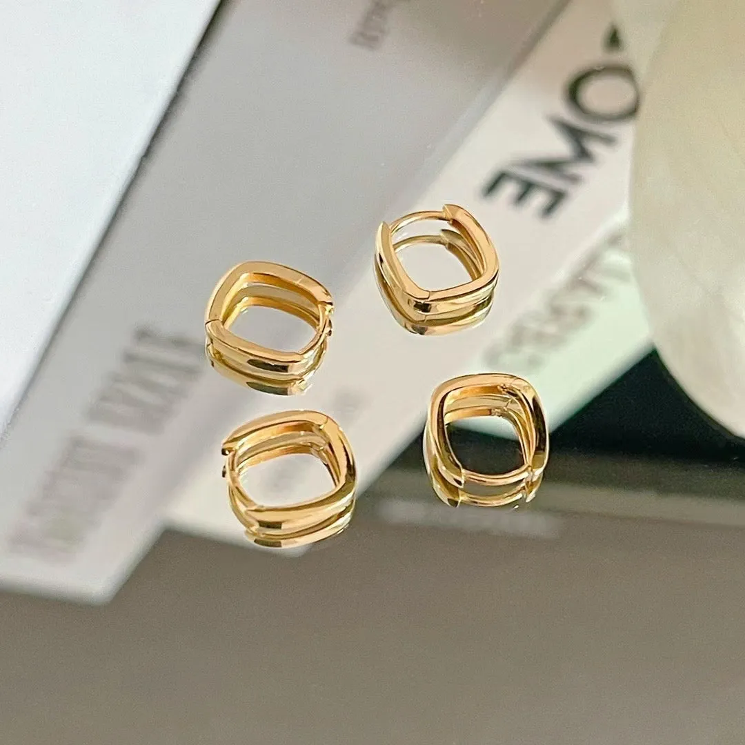 Modern Style 18K Solid Yellow Gold Earring with Unique Geometric Figure