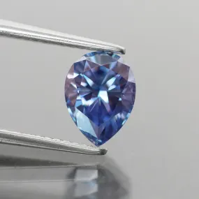 Moissanite blue | pear cut 8x6 mm, VS, 1.27 ct