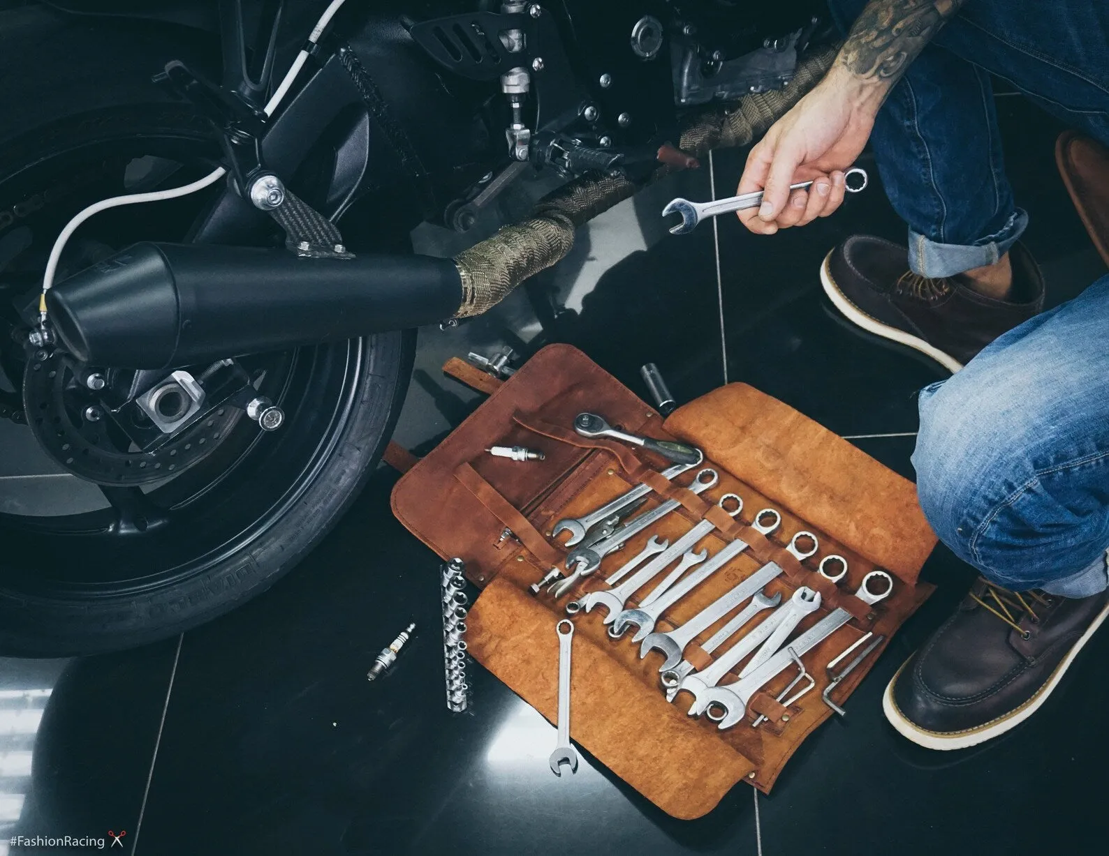 Motorcycle Leather Tool Roll | Personalized Gift for Men | Chisel Bag