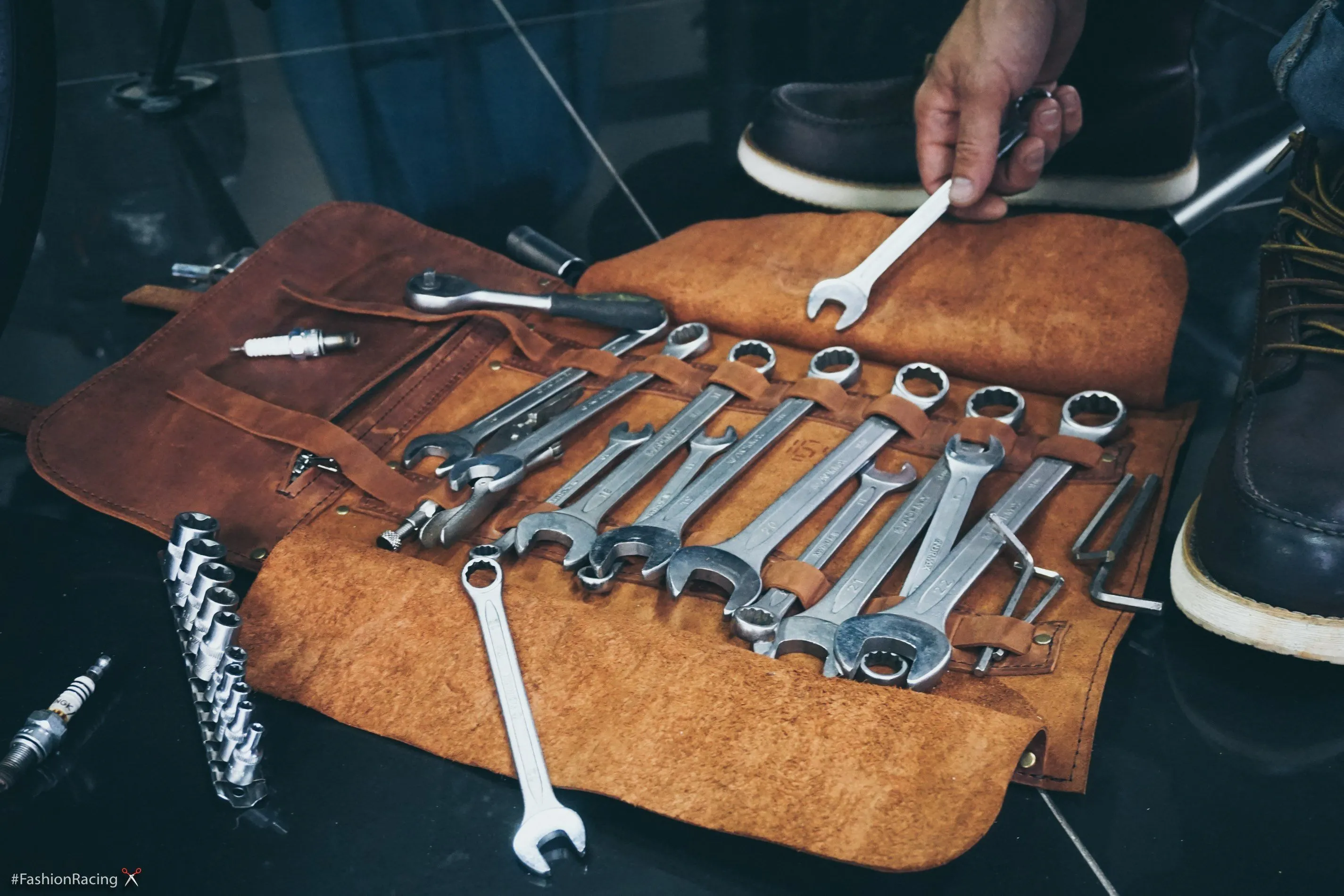 Motorcycle Leather Tool Roll | Personalized Gift for Men | Chisel Bag