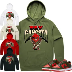 Mystic Red Dunks Hoodie to Match - OLIVE FLY GANGSTA