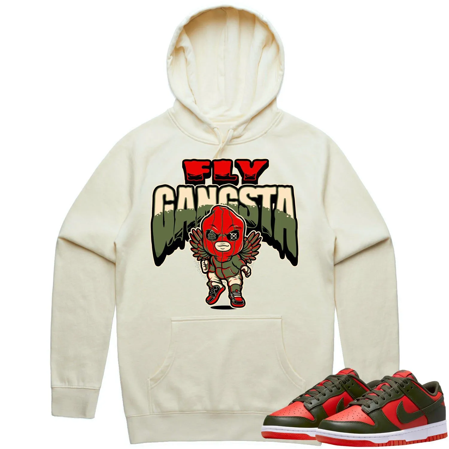 Mystic Red Dunks Hoodie to Match - OLIVE FLY GANGSTA