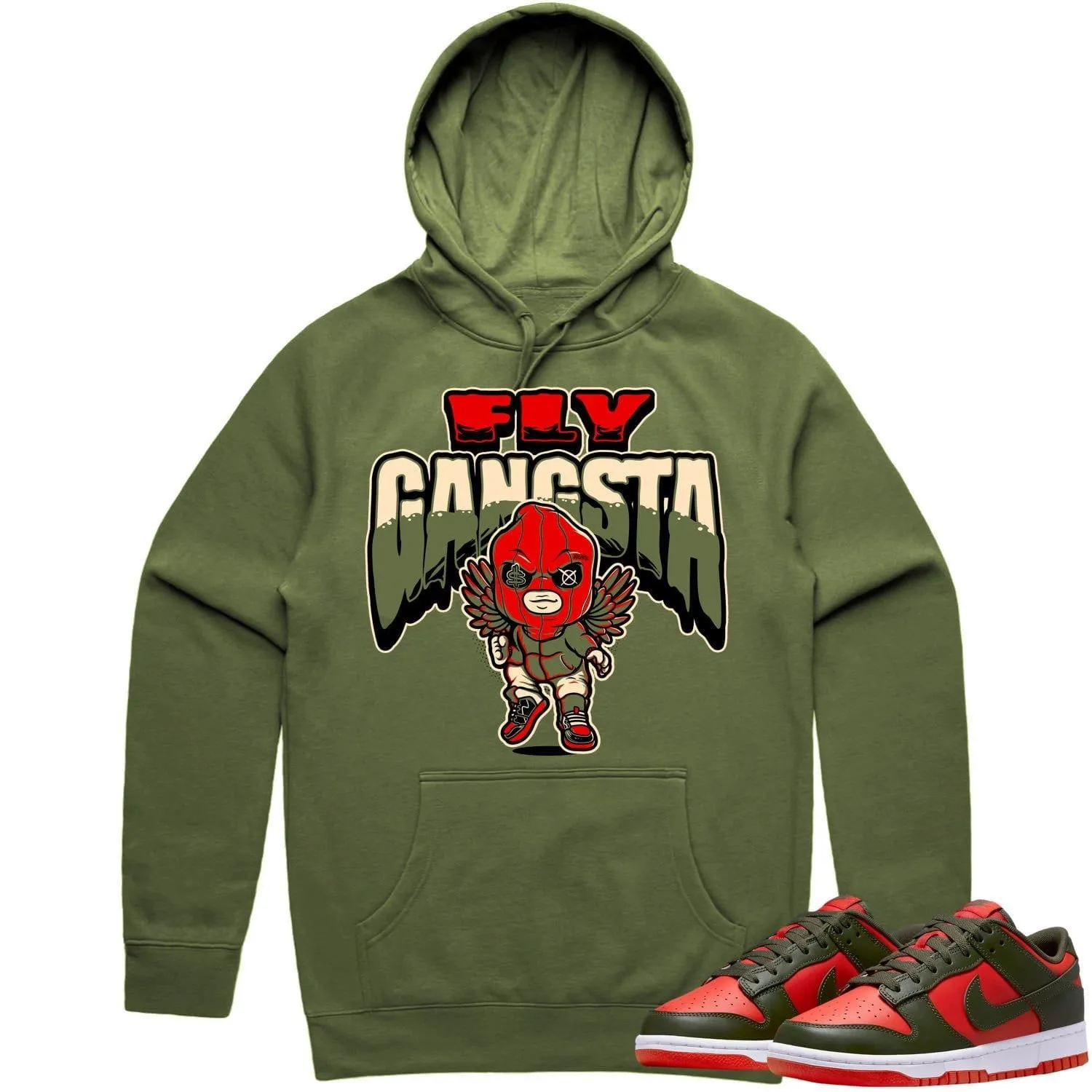 Mystic Red Dunks Hoodie to Match - OLIVE FLY GANGSTA