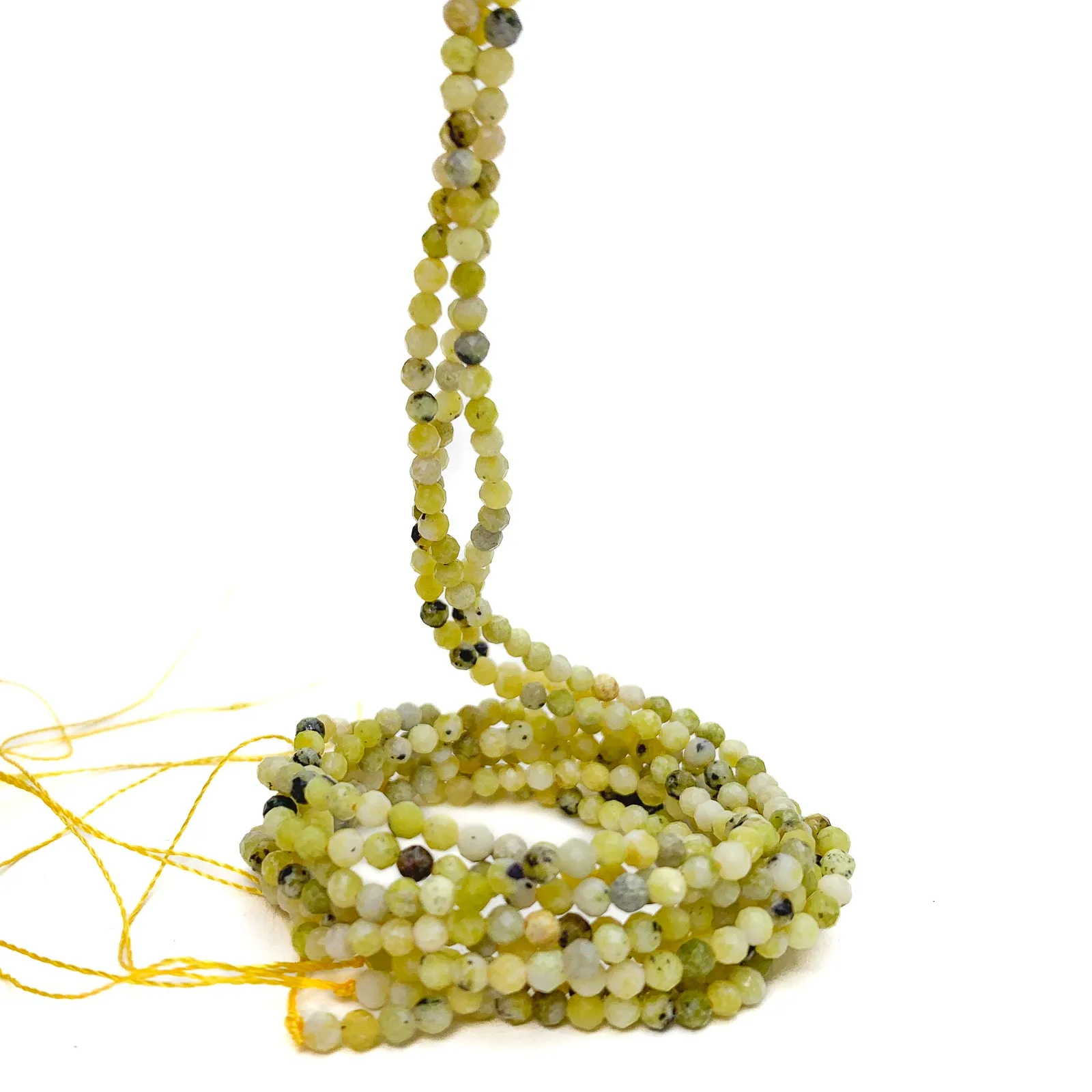 Olive Jade 2.5mm Faceted Rounds Bead Strand