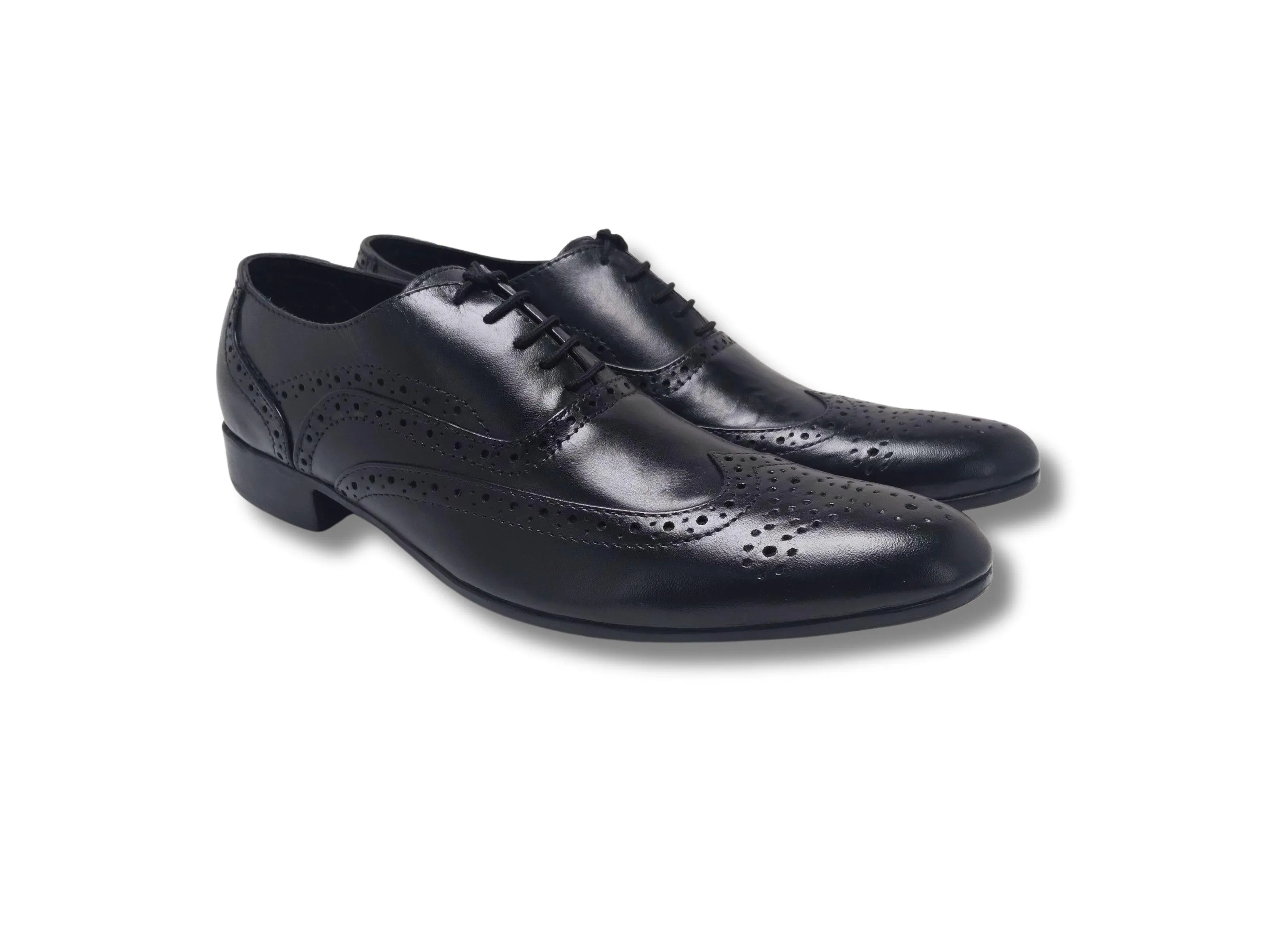 Oxford Genuine Leather Shoes Full Brogue Black