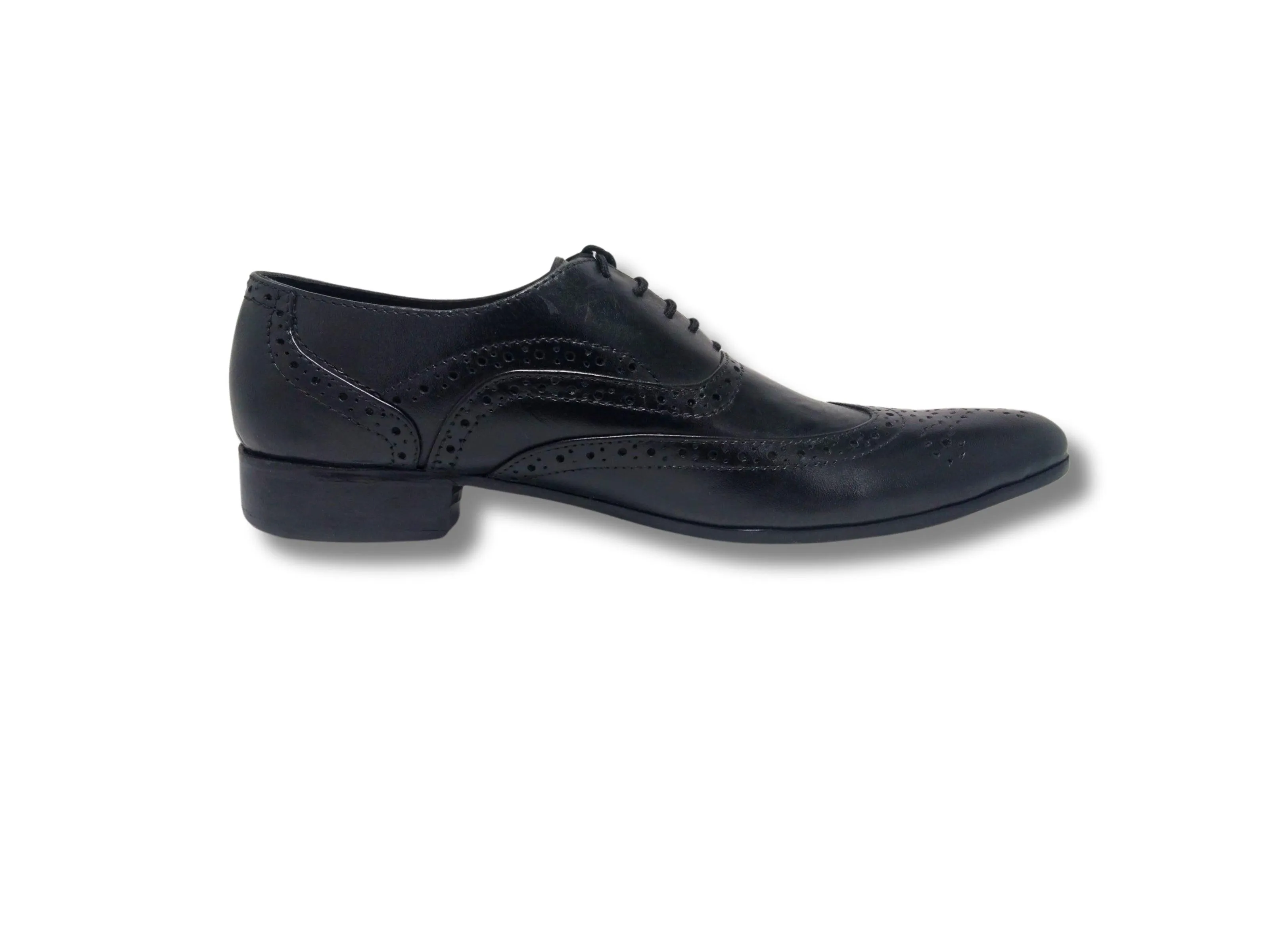 Oxford Genuine Leather Shoes Full Brogue Black