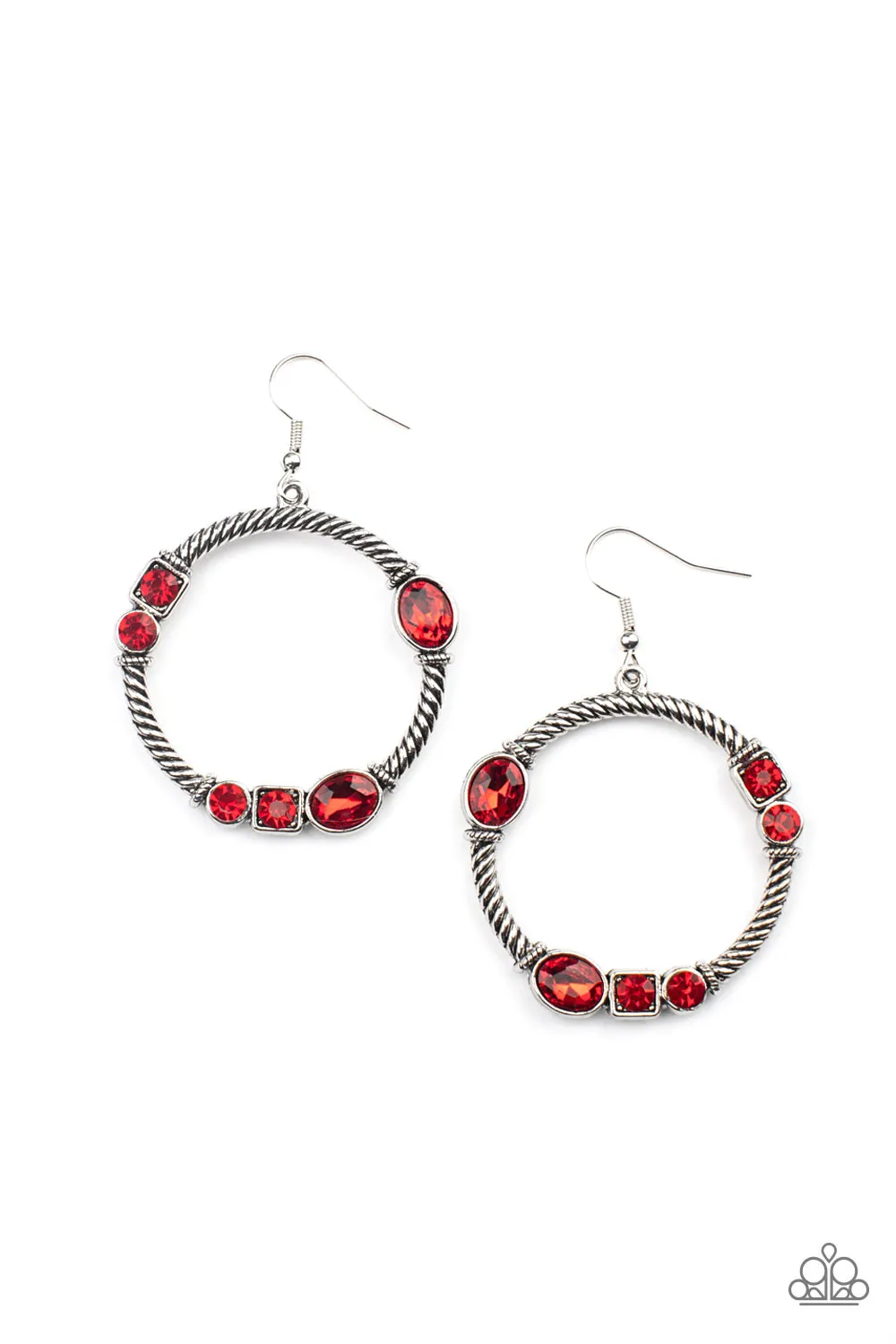 Paparazzi Earrings ~ Glamorous Garland - Red