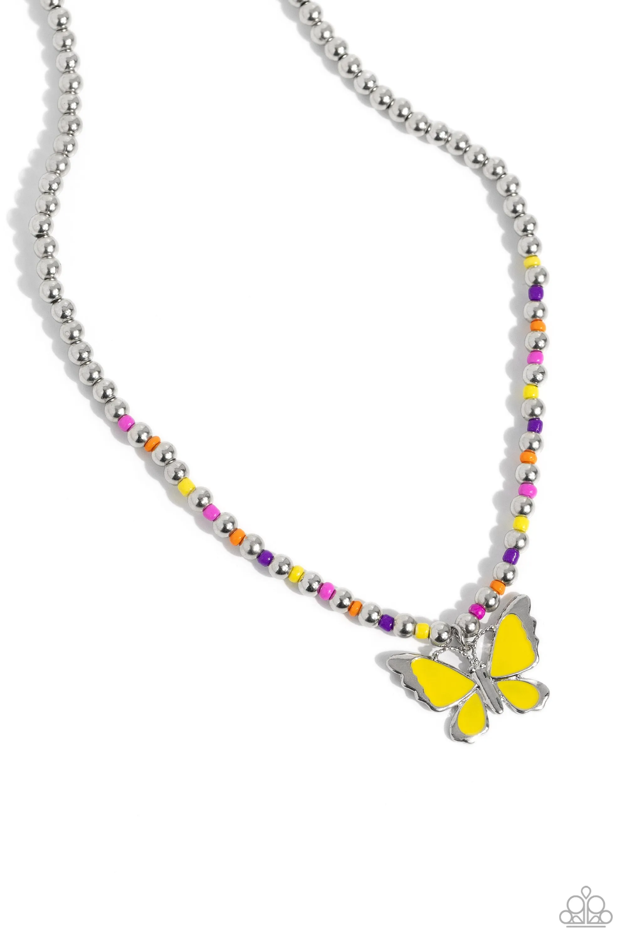 Paparazzi Vibrant Flutter Yellow Necklace & Earring Set