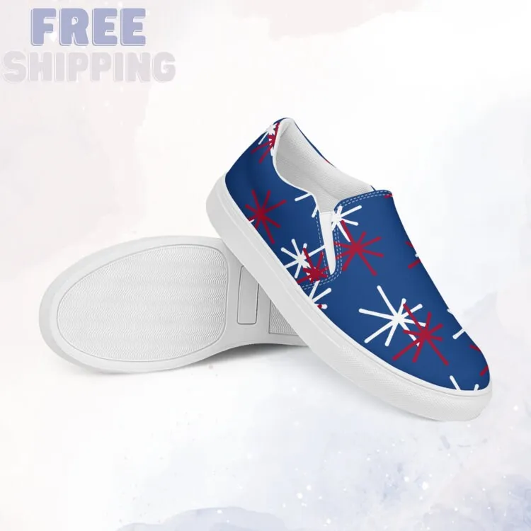 Patriotic Blue Slip on Canvas Shoes for Women