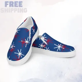 Patriotic Blue Slip on Canvas Shoes for Women