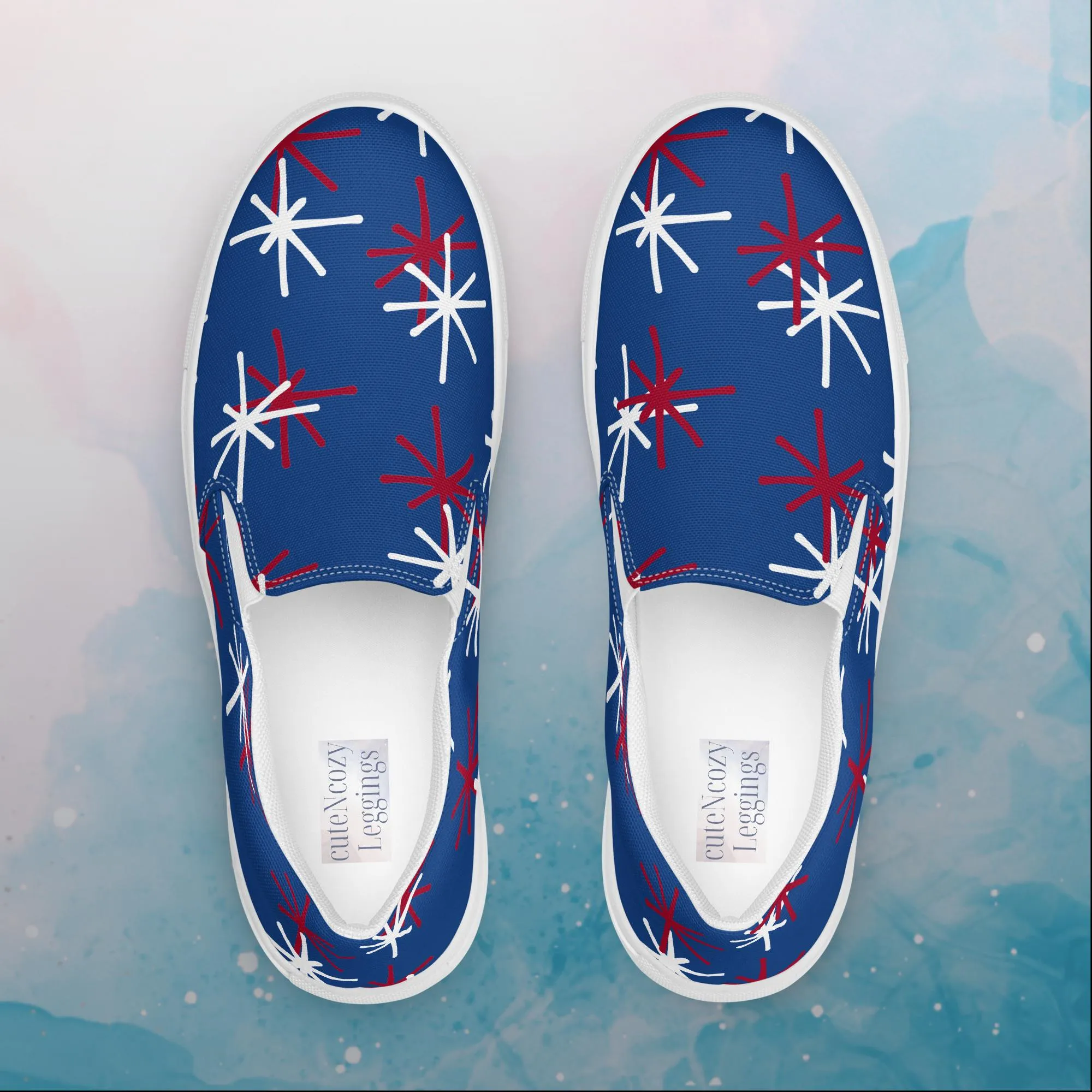 Patriotic Blue Slip on Canvas Shoes for Women