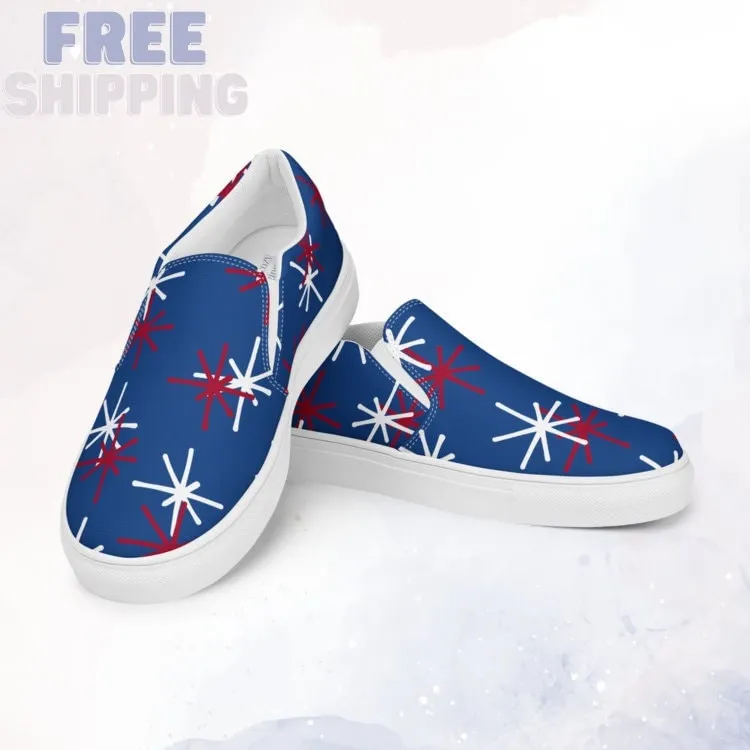 Patriotic Blue Slip on Canvas Shoes for Women