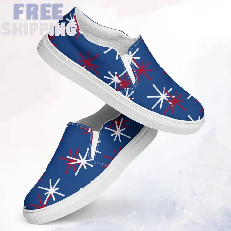 Patriotic Blue Slip on Canvas Shoes for Women