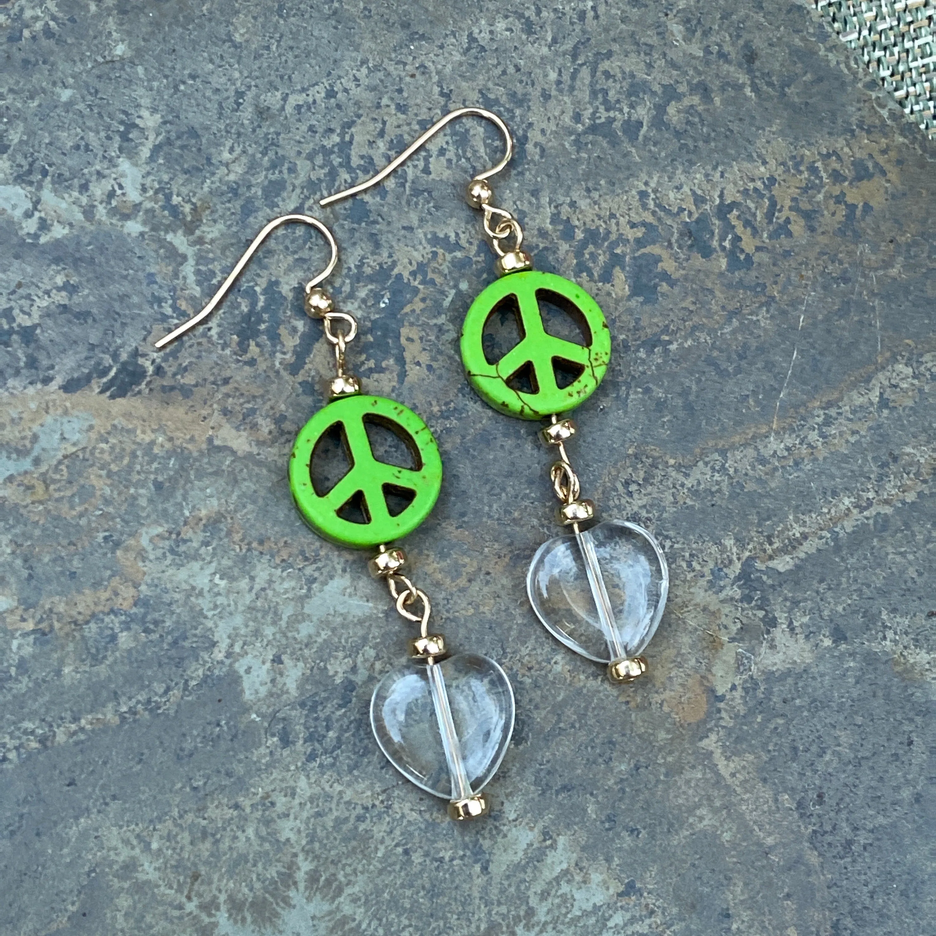 Peace and Hearts Gemstone Earrings