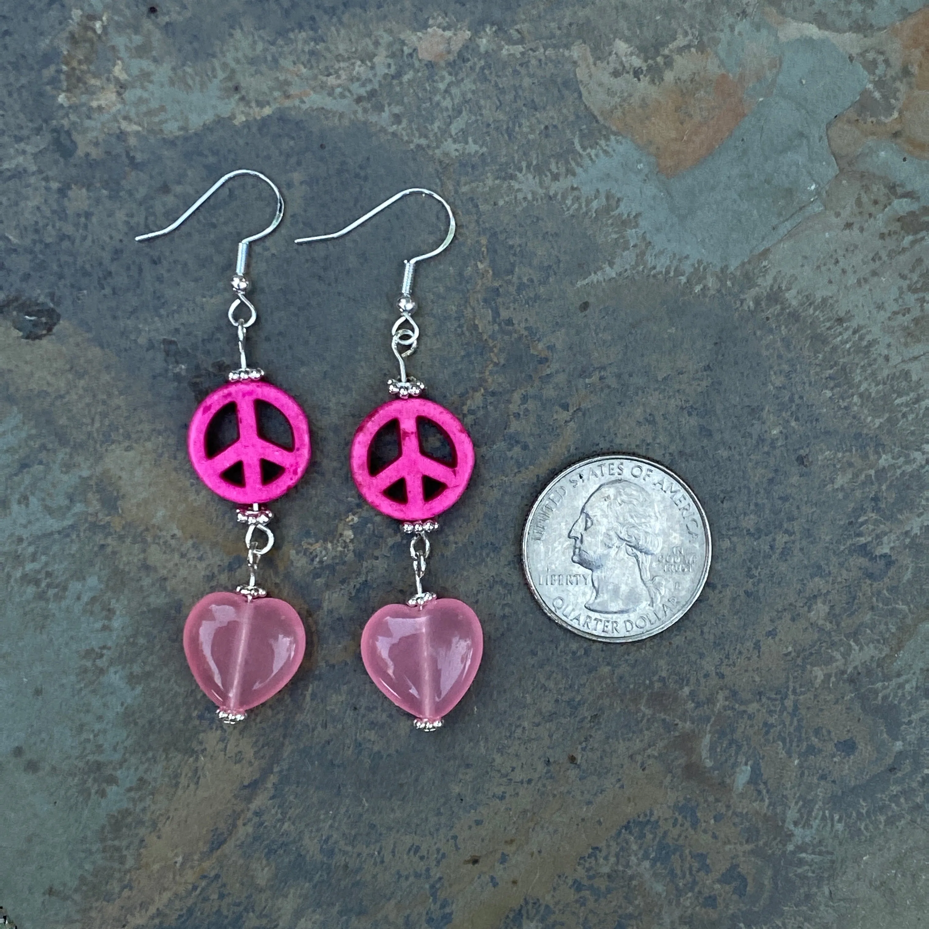 Peace and Hearts Gemstone Earrings