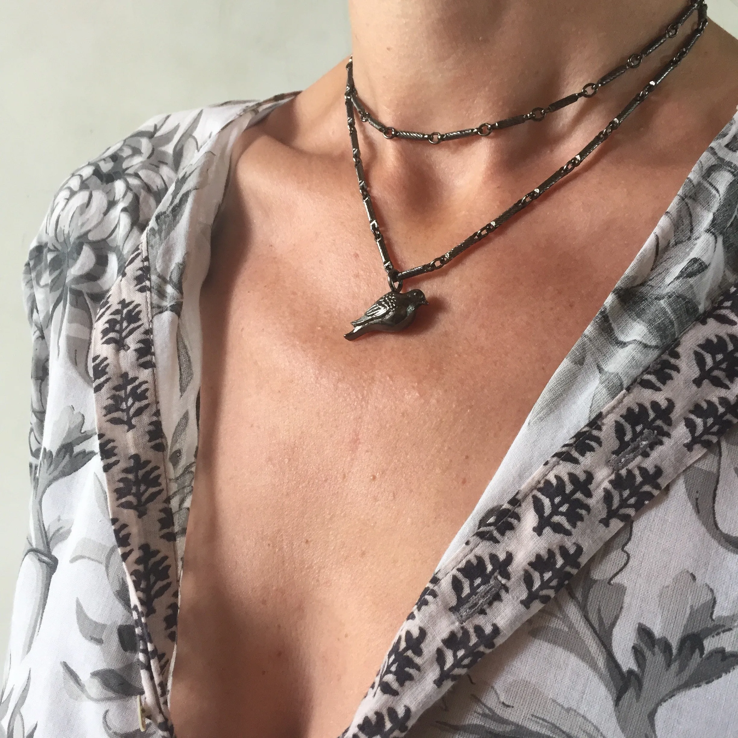 Peace Dove Medium Gunmetal Necklace