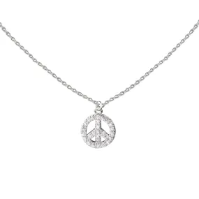 Peace | Little Layer Necklace | Sterling Silver-Pave CZ