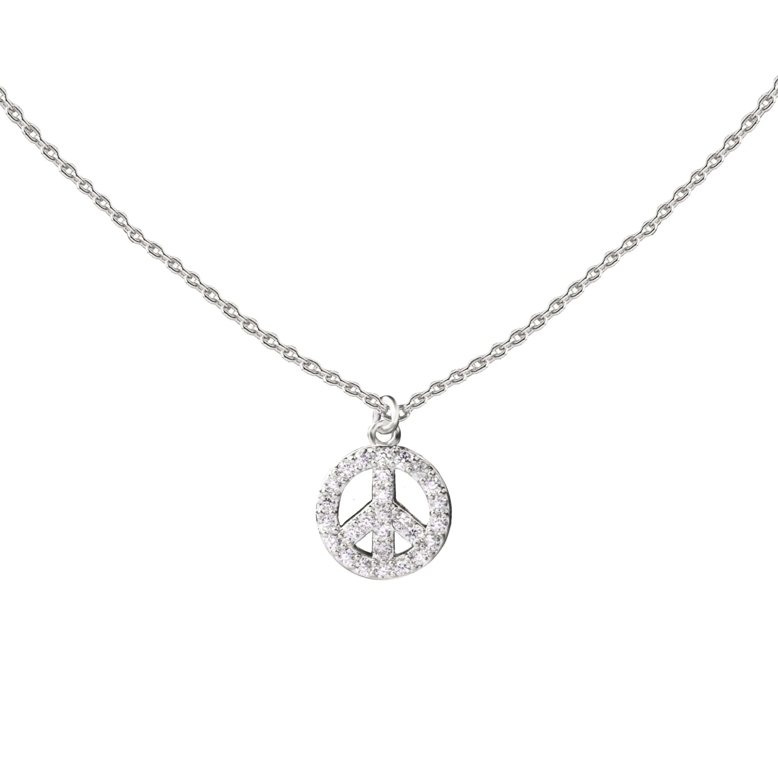 Peace | Little Layer Necklace | Sterling Silver-Pave CZ