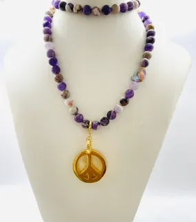 Peace Necklace with Amethyst Beads