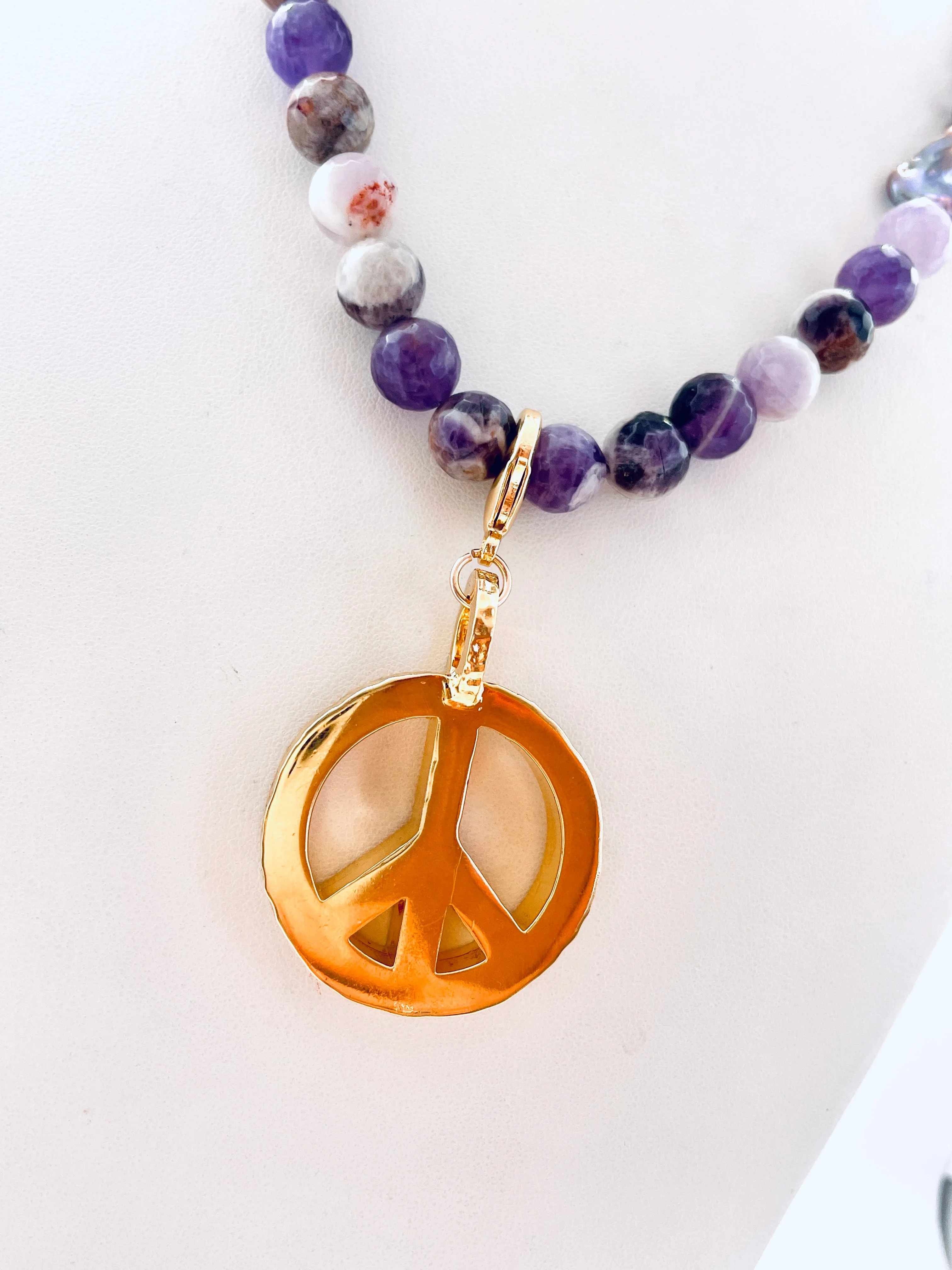 Peace Necklace with Amethyst Beads