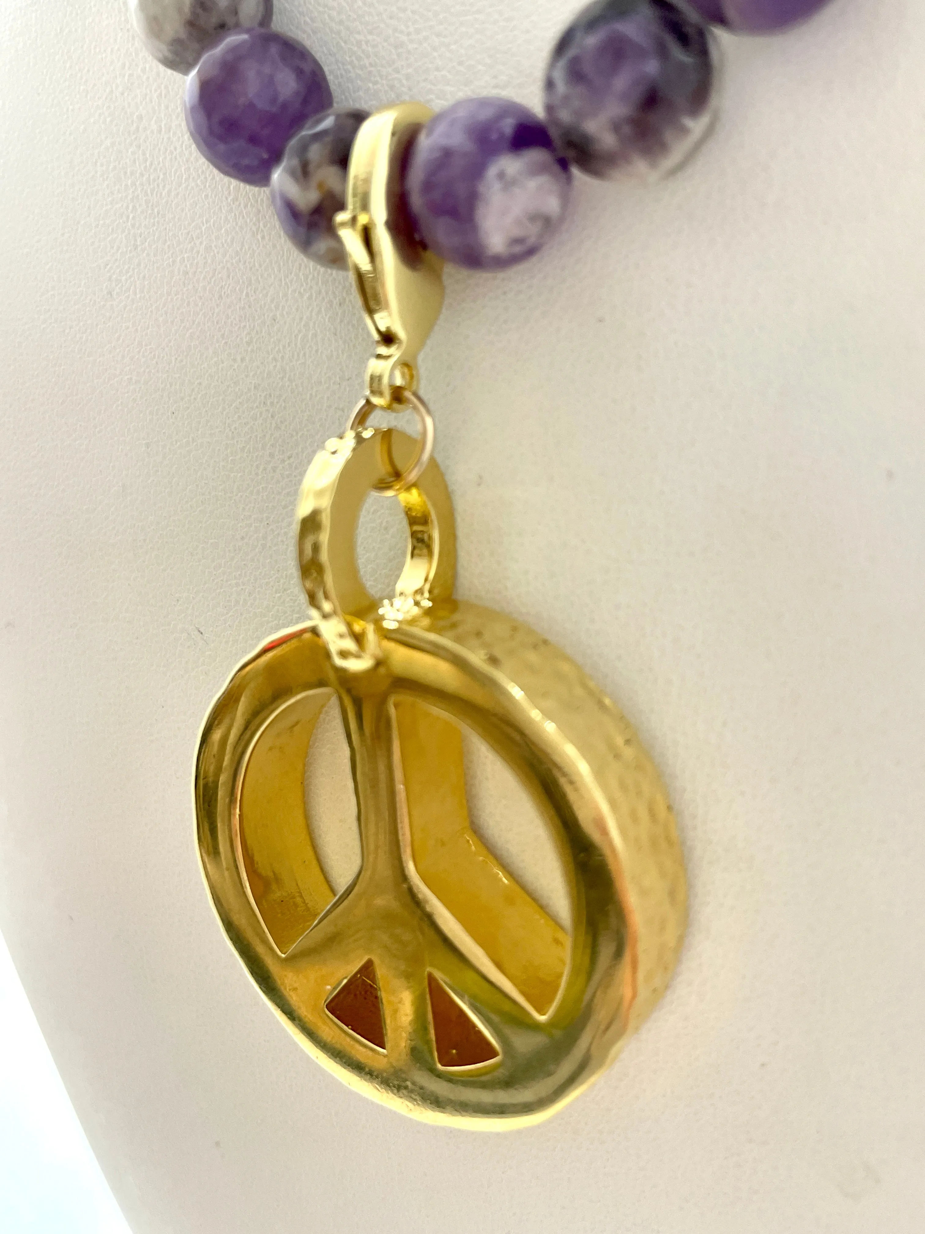 Peace Necklace with Amethyst Beads