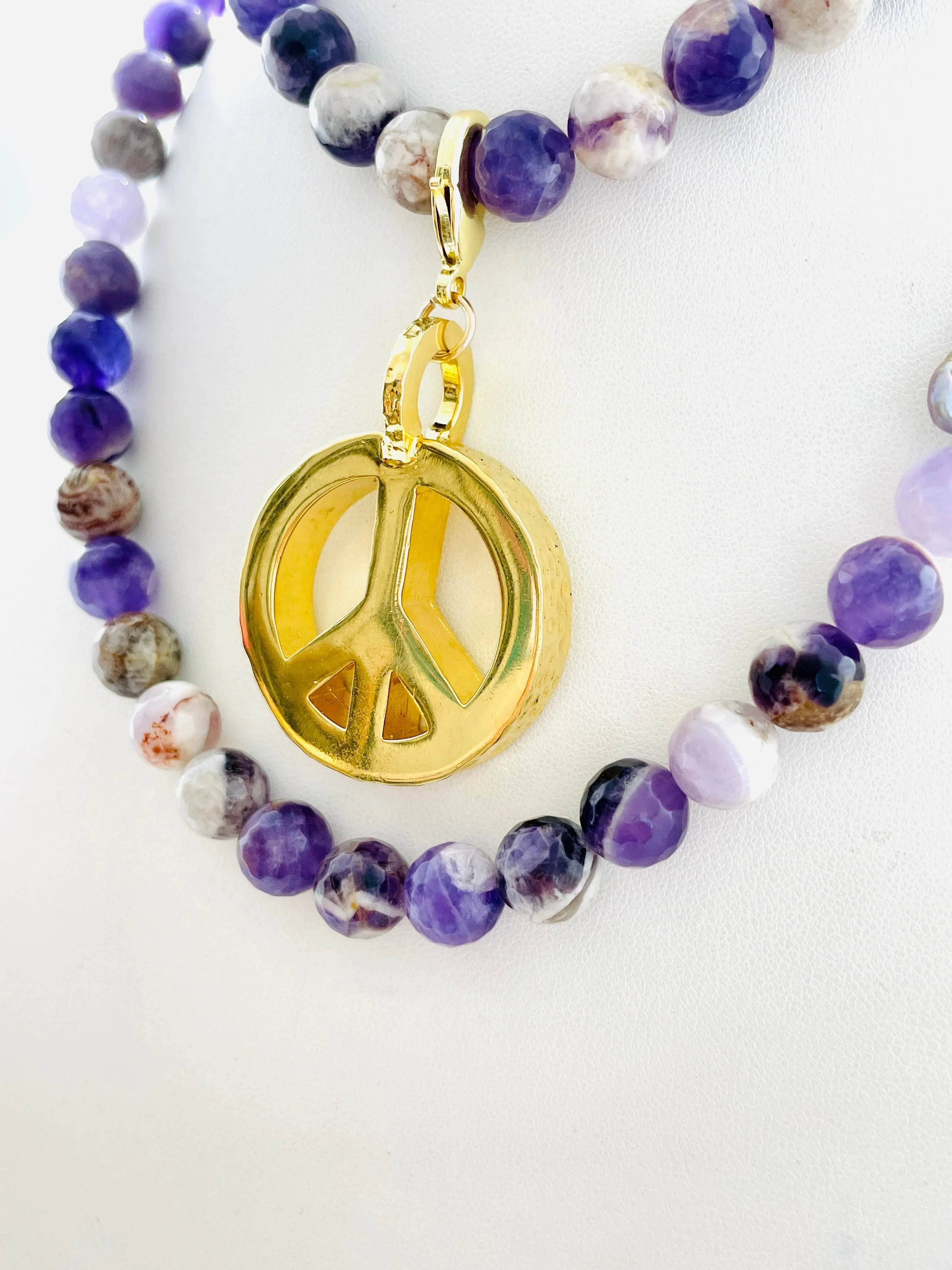 Peace Necklace with Amethyst Beads