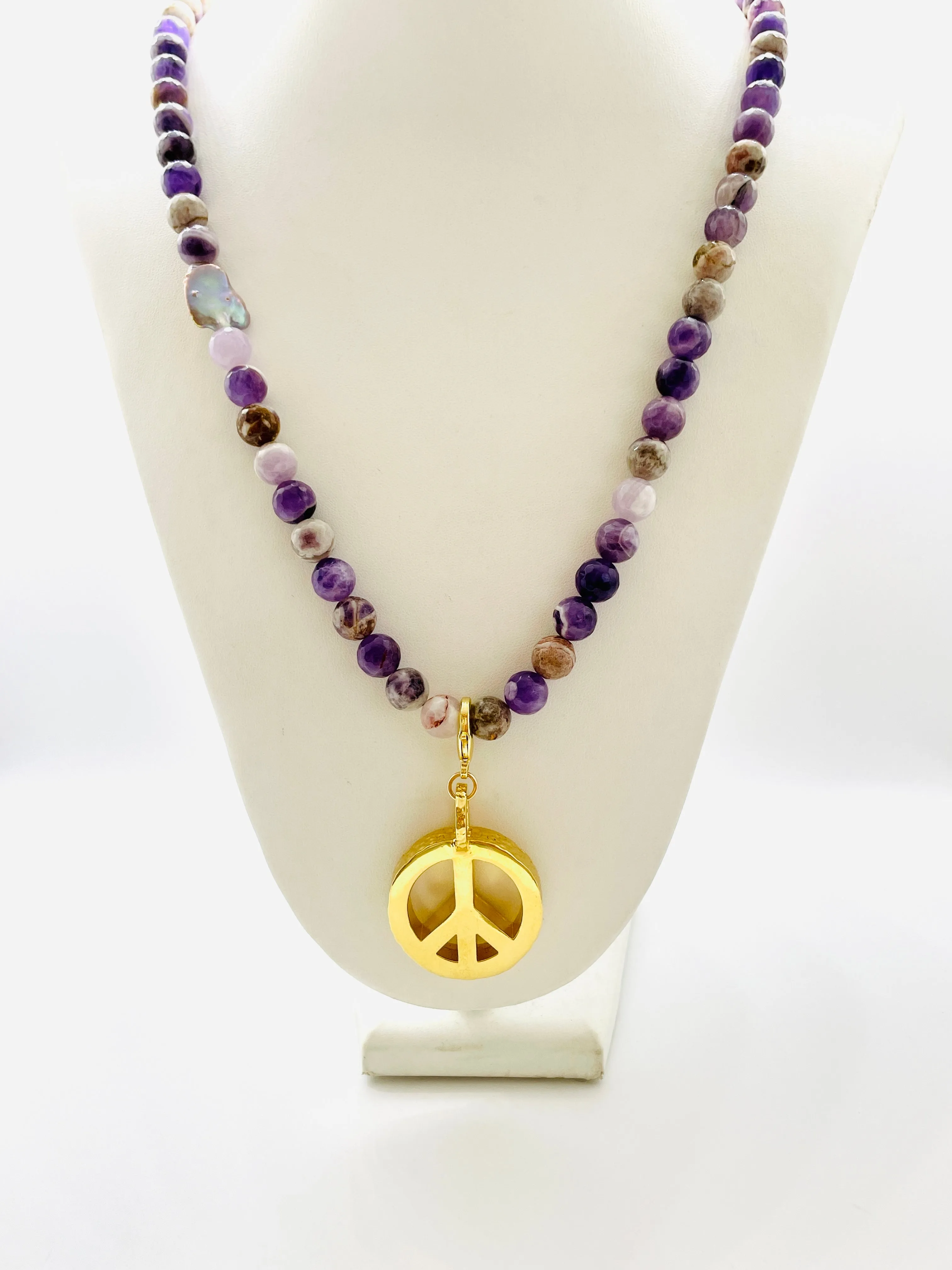 Peace Necklace with Amethyst Beads