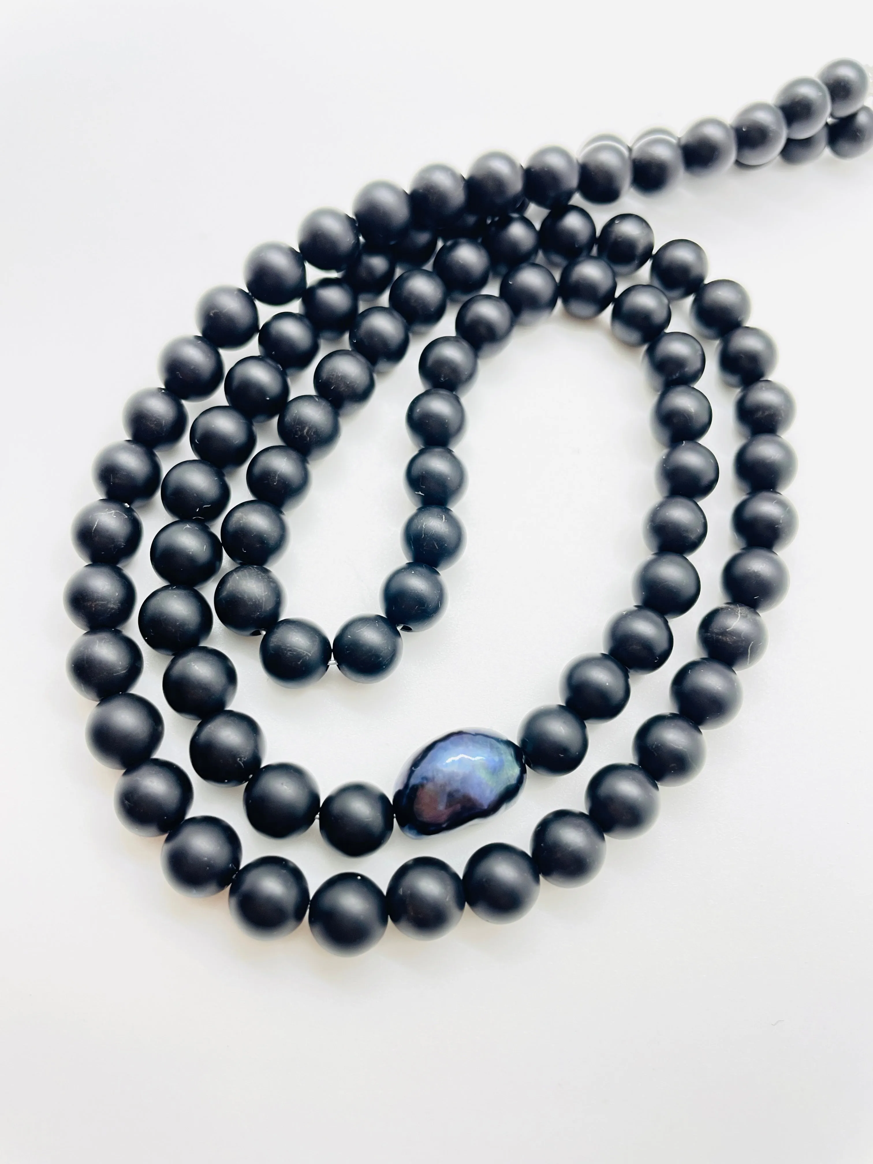 Peace Necklace with Black Onyx Beads