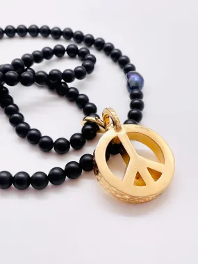 Peace Necklace with Black Onyx Beads