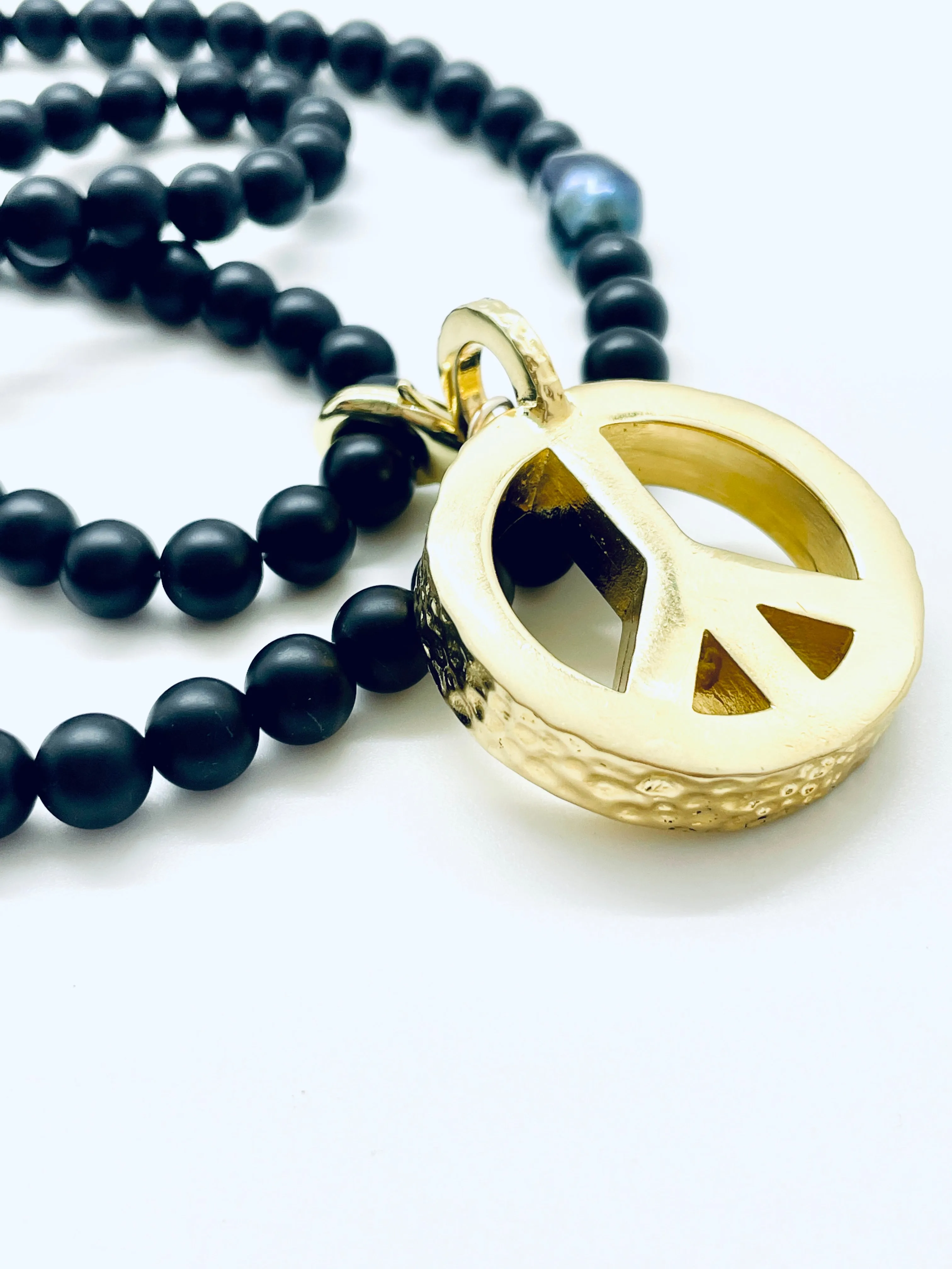 Peace Necklace with Black Onyx Beads