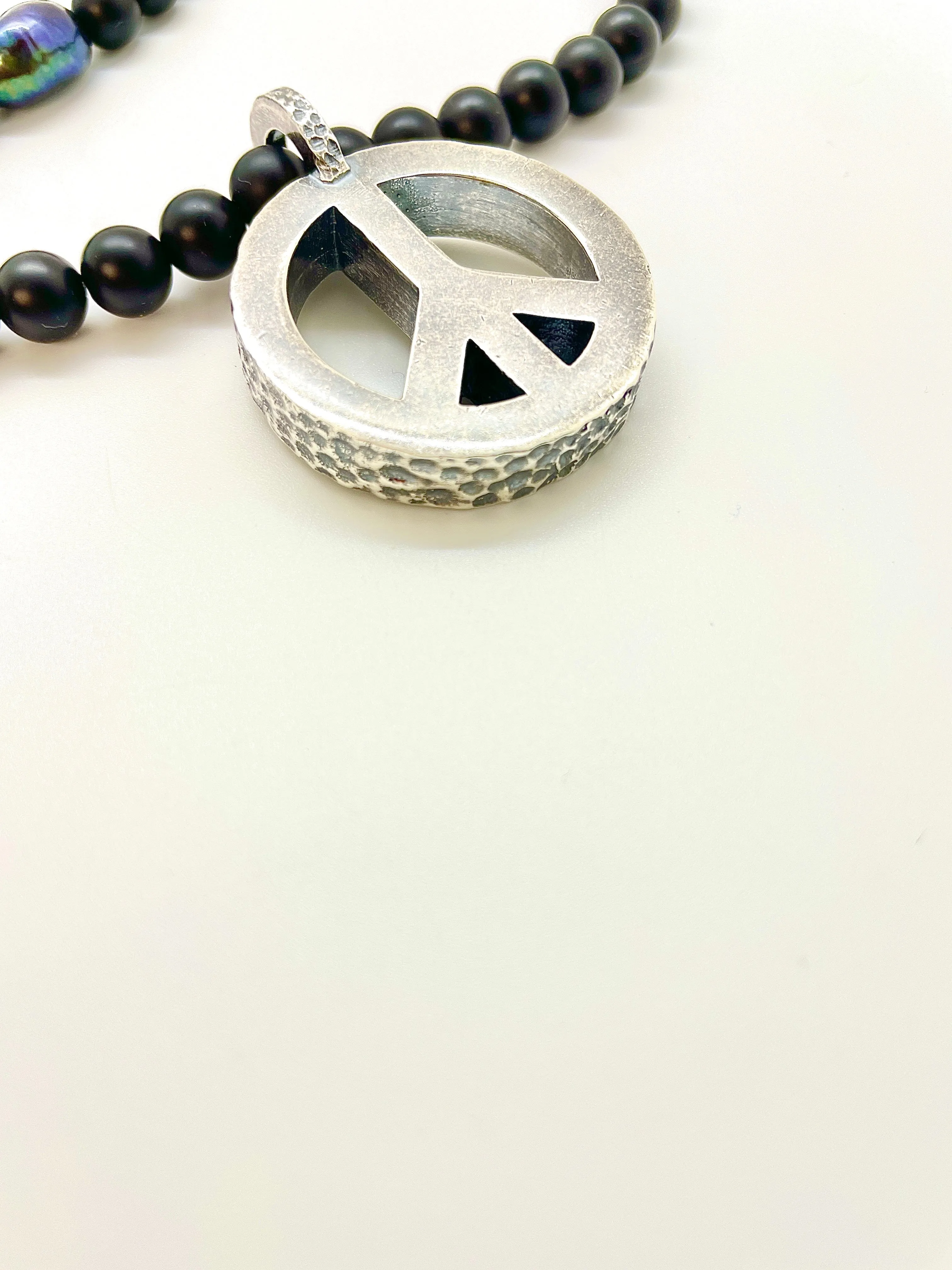 Peace Necklace with Black Onyx Beads