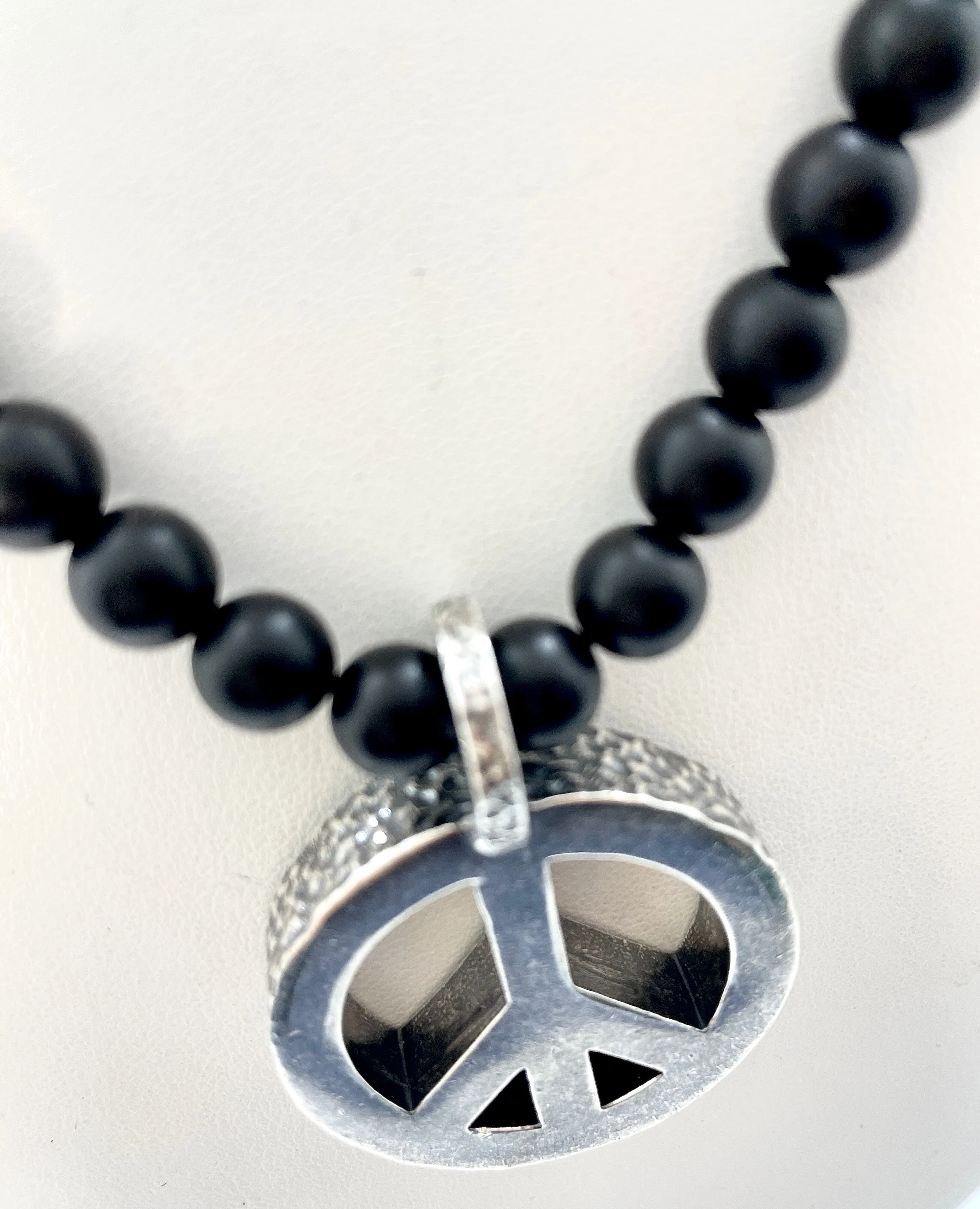 Peace Necklace with Black Onyx Beads