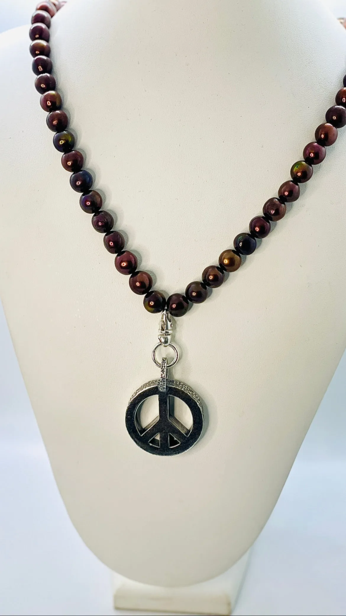 Peace Necklace with Black Onyx Beads