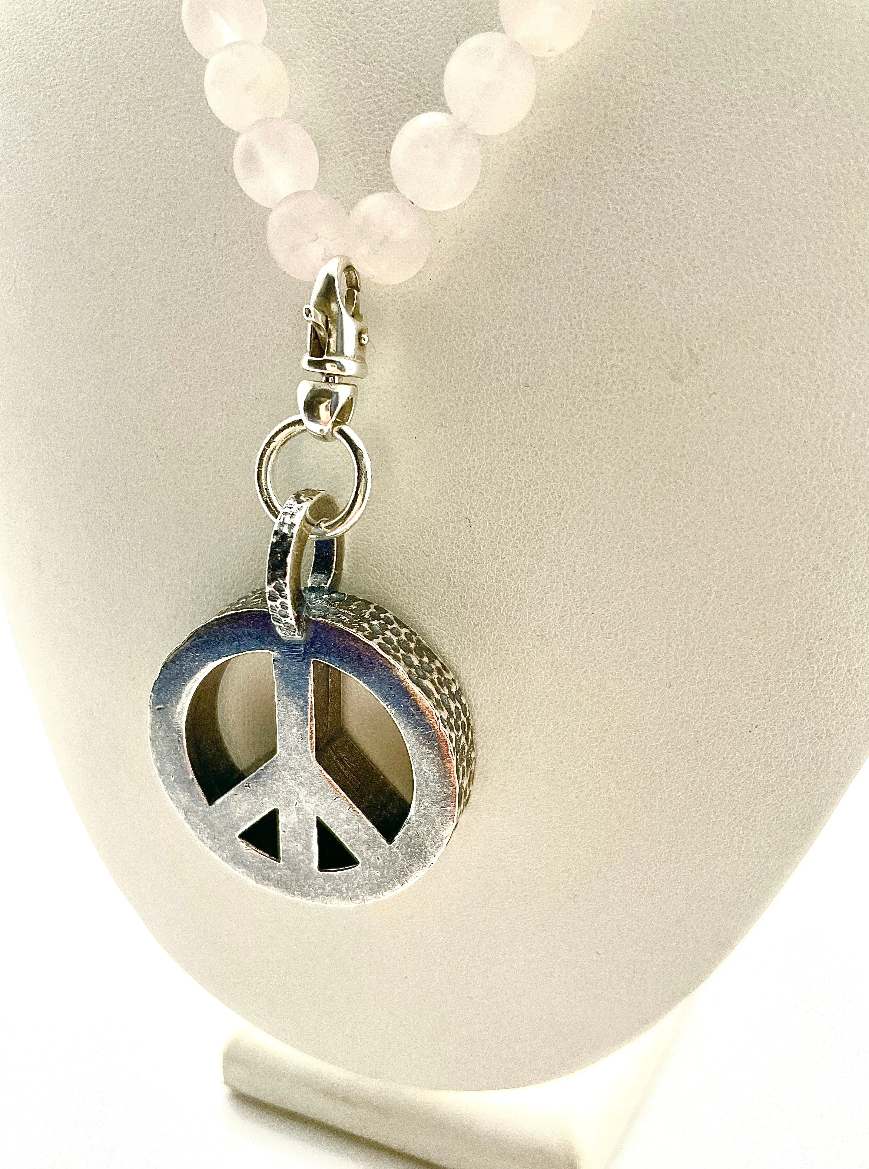 Peace Necklace with Rose Quartz Beads