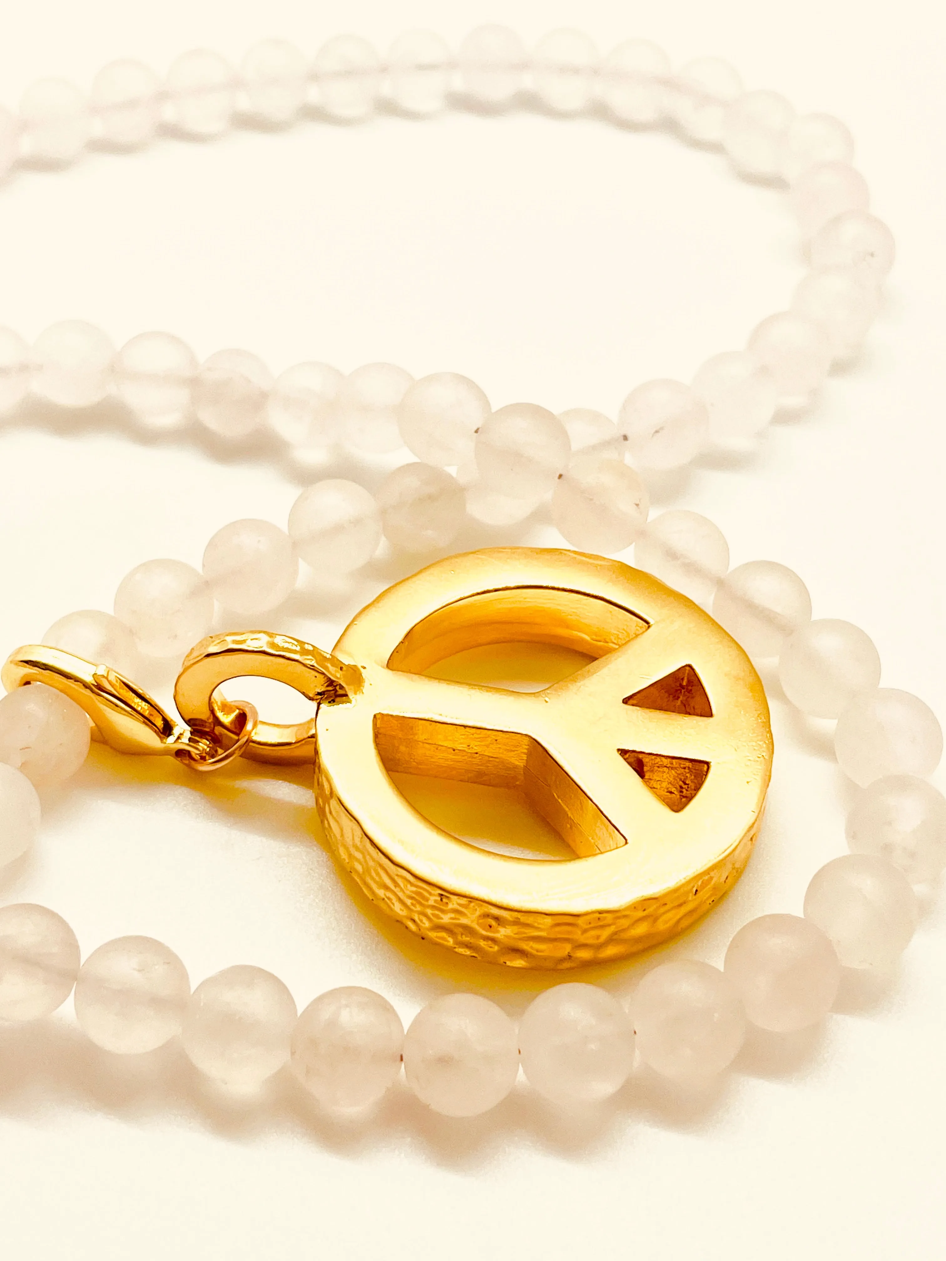 Peace Necklace with Rose Quartz Beads