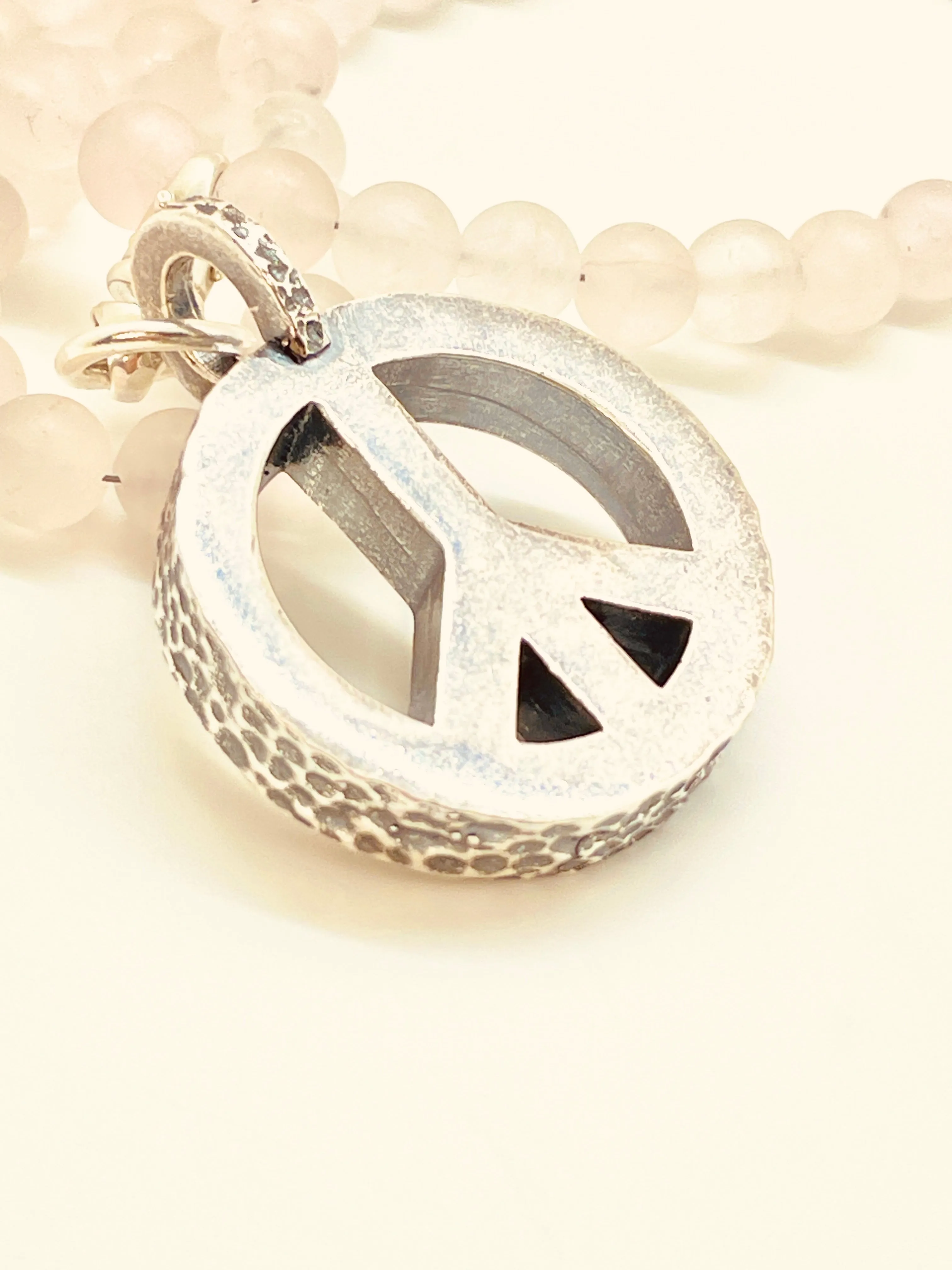 Peace Necklace with Rose Quartz Beads