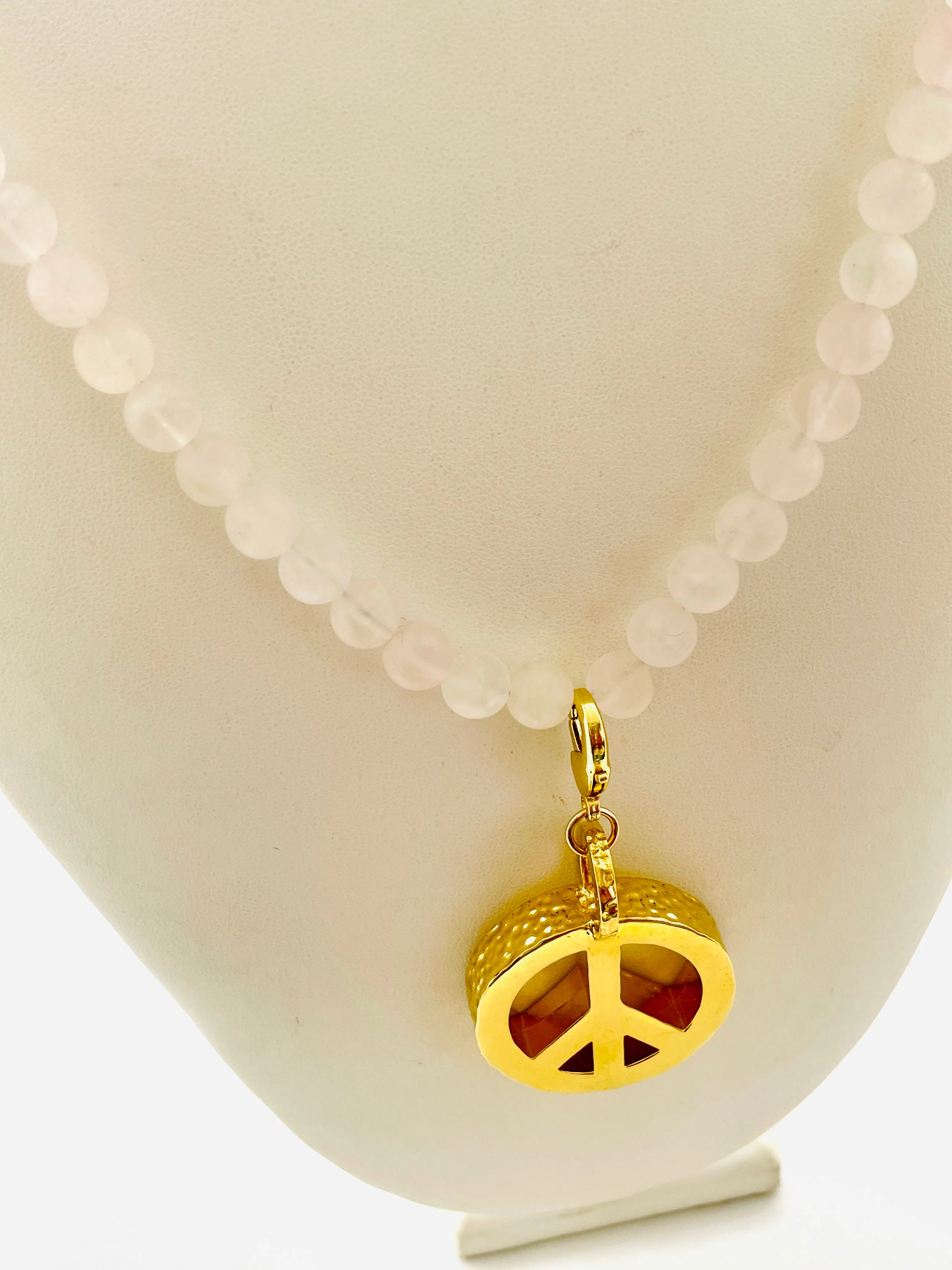 Peace Necklace with Rose Quartz Beads