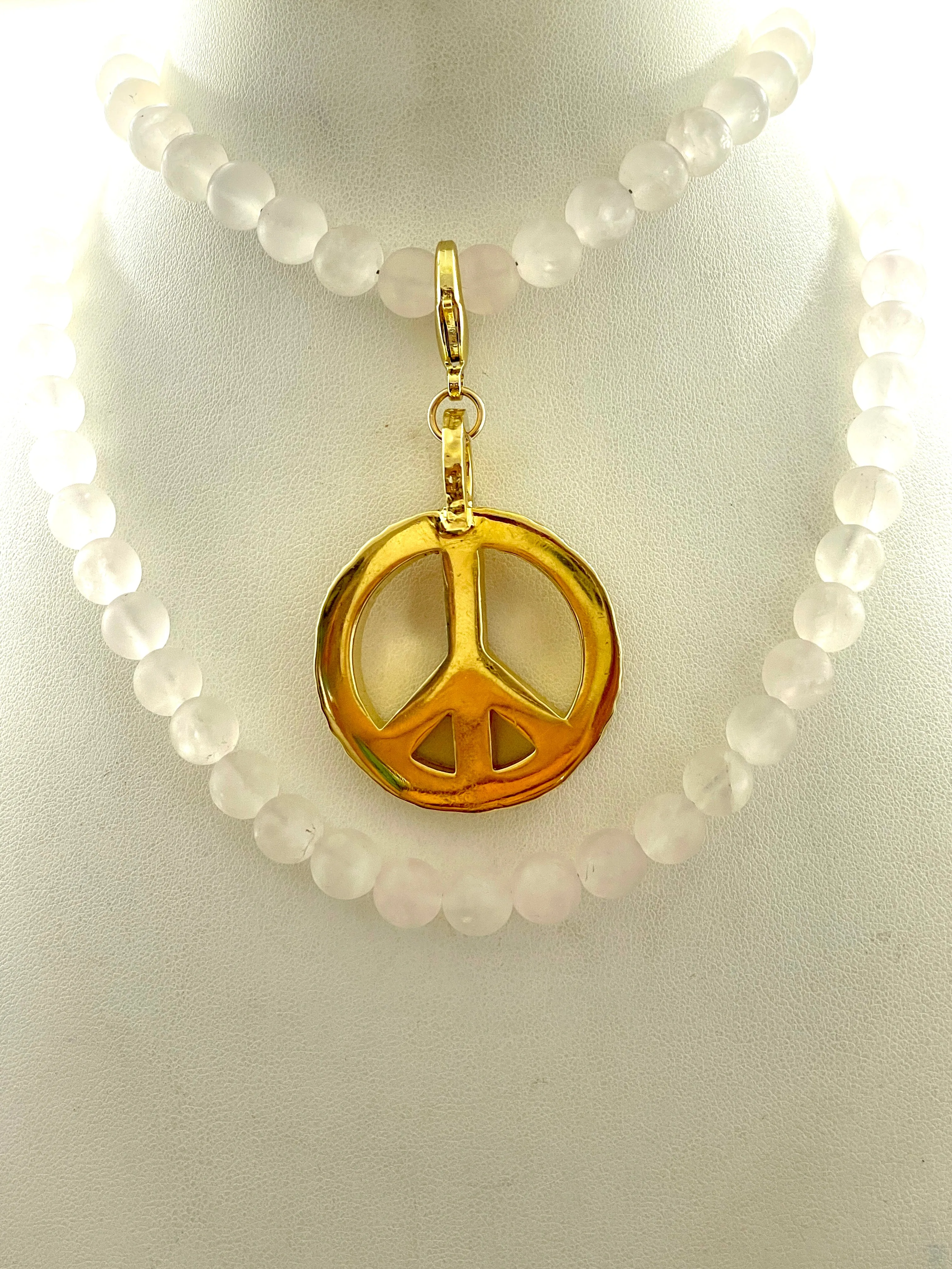 Peace Necklace with Rose Quartz Beads