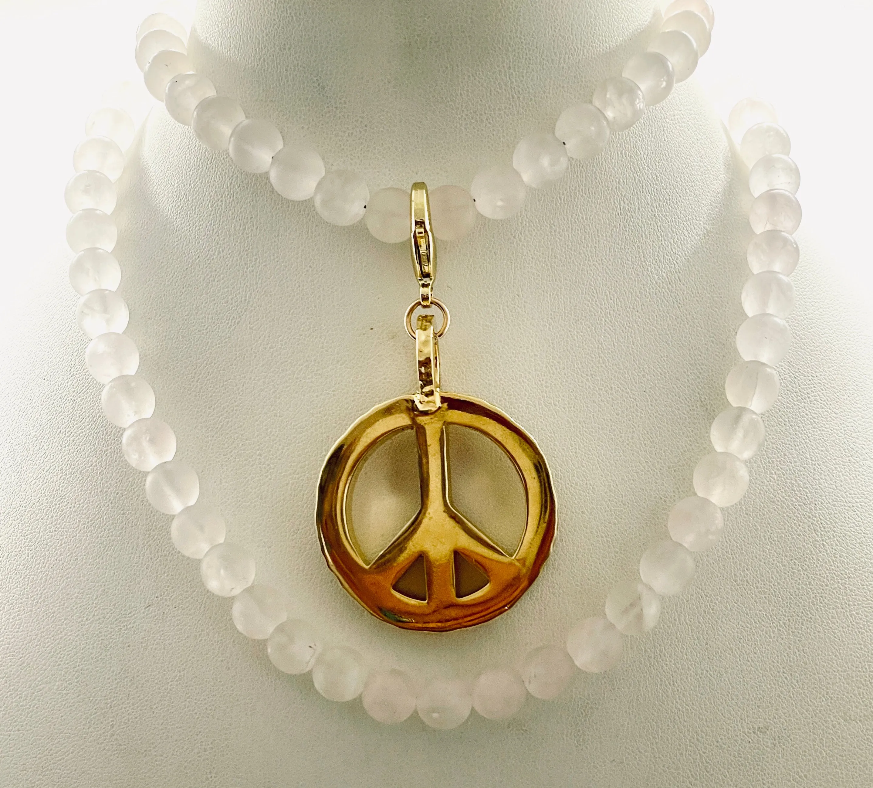 Peace Necklace with Rose Quartz Beads