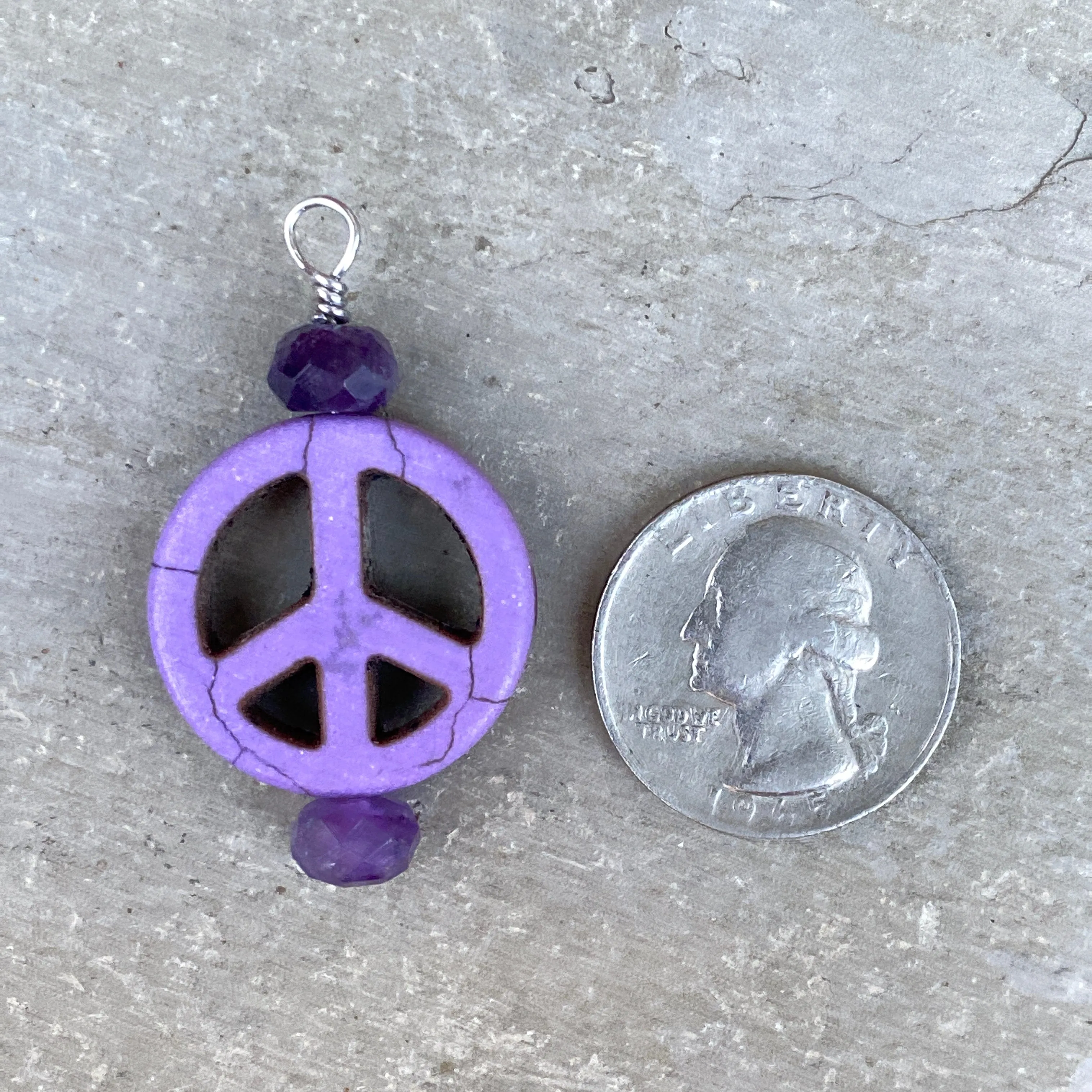 Pet Charm with Peace Signs & various Gemstone