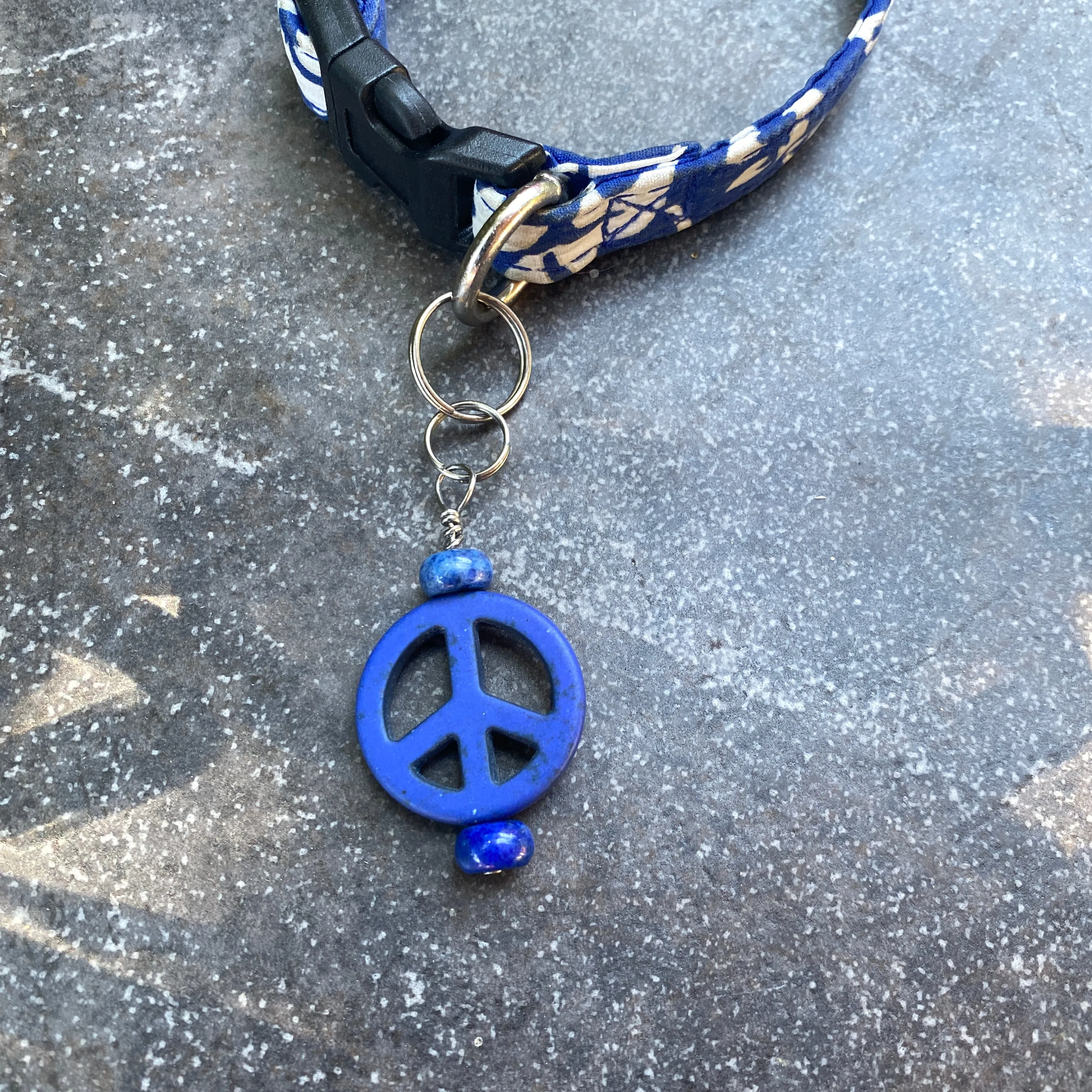 Pet Charm with Peace Signs & various Gemstone